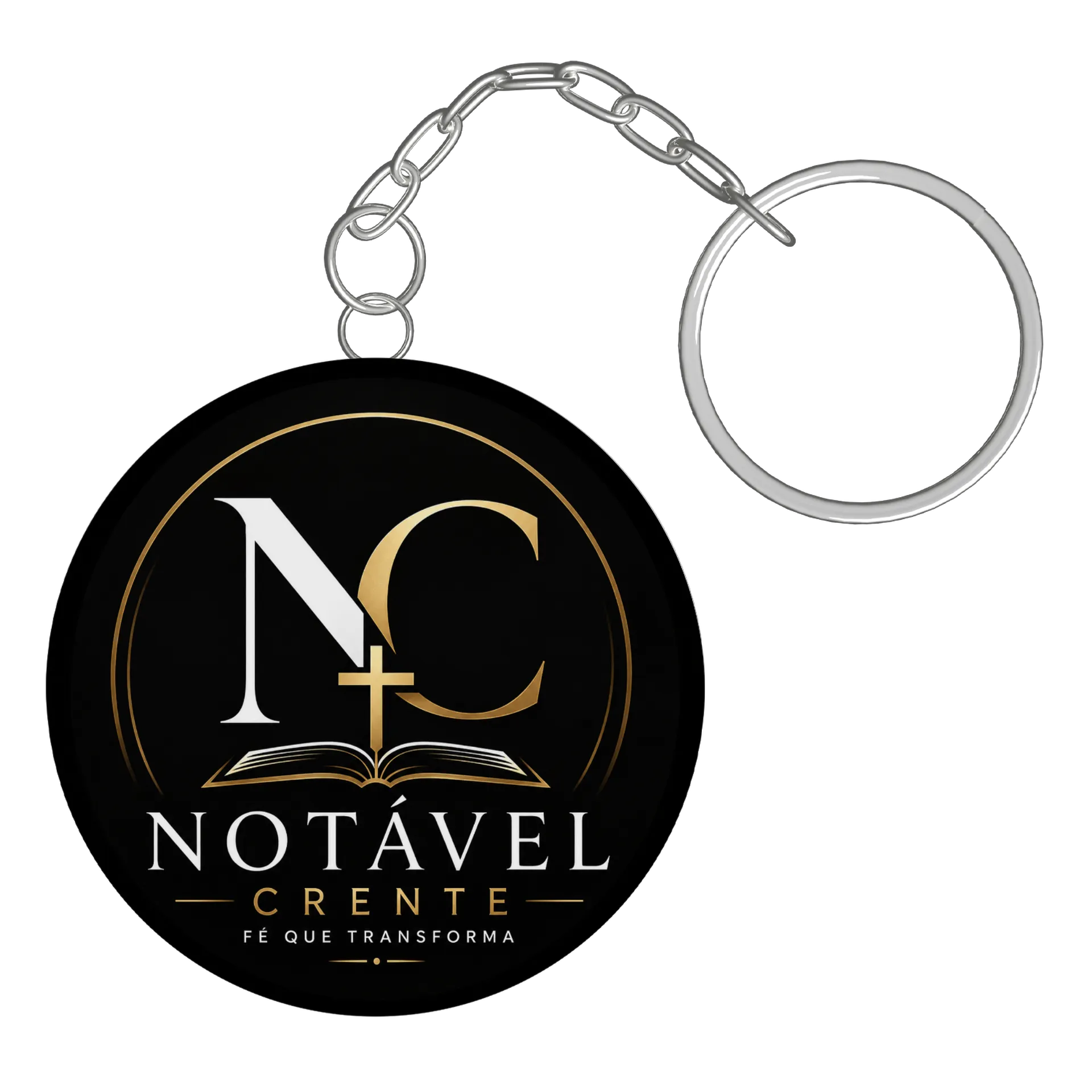 Chaveiro MDF Logotipo Notável Crente em Preto e Dourado - Imagem 2