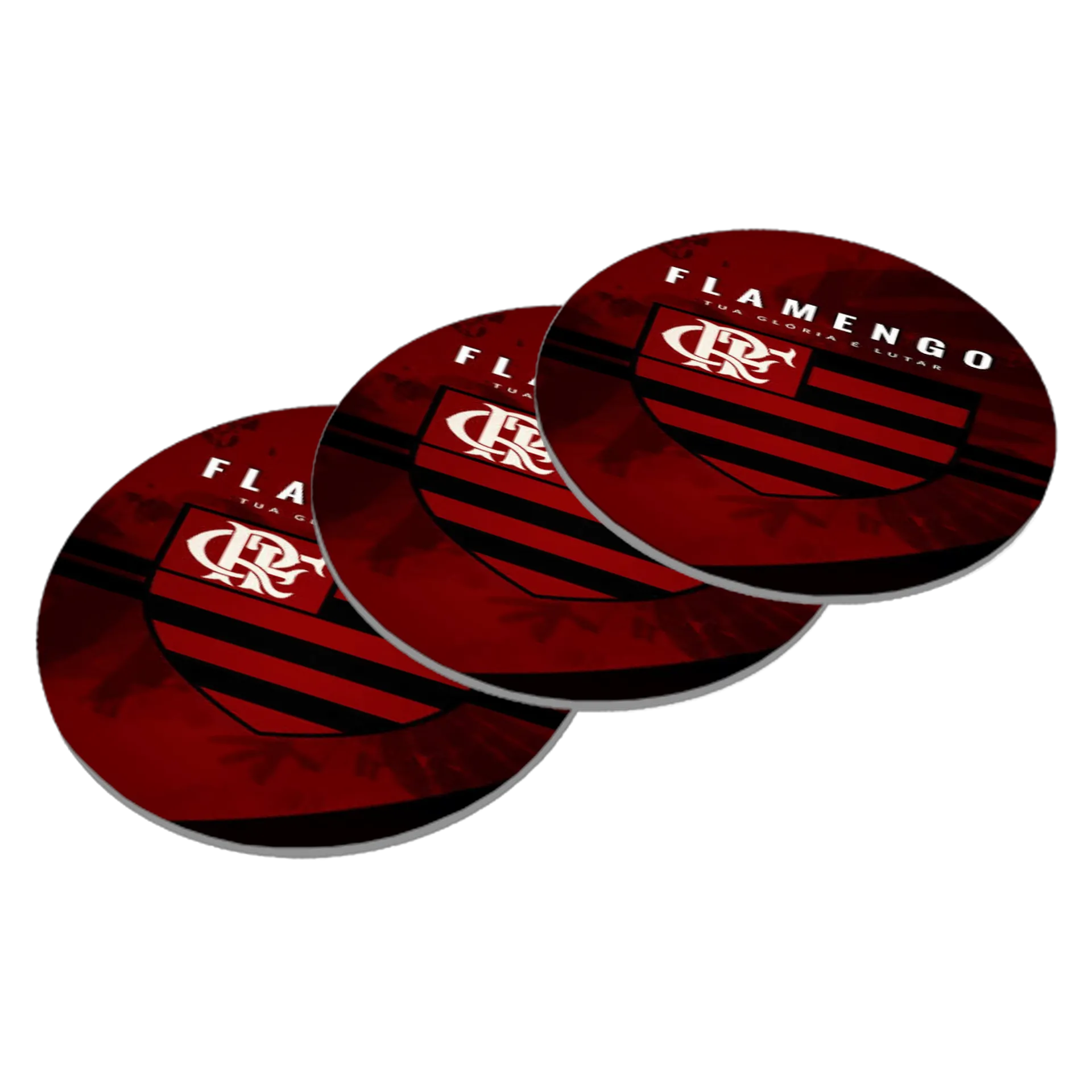 Porta-copo Flamengo Listras Vermelhas e Pretas MDF - Imagem 2