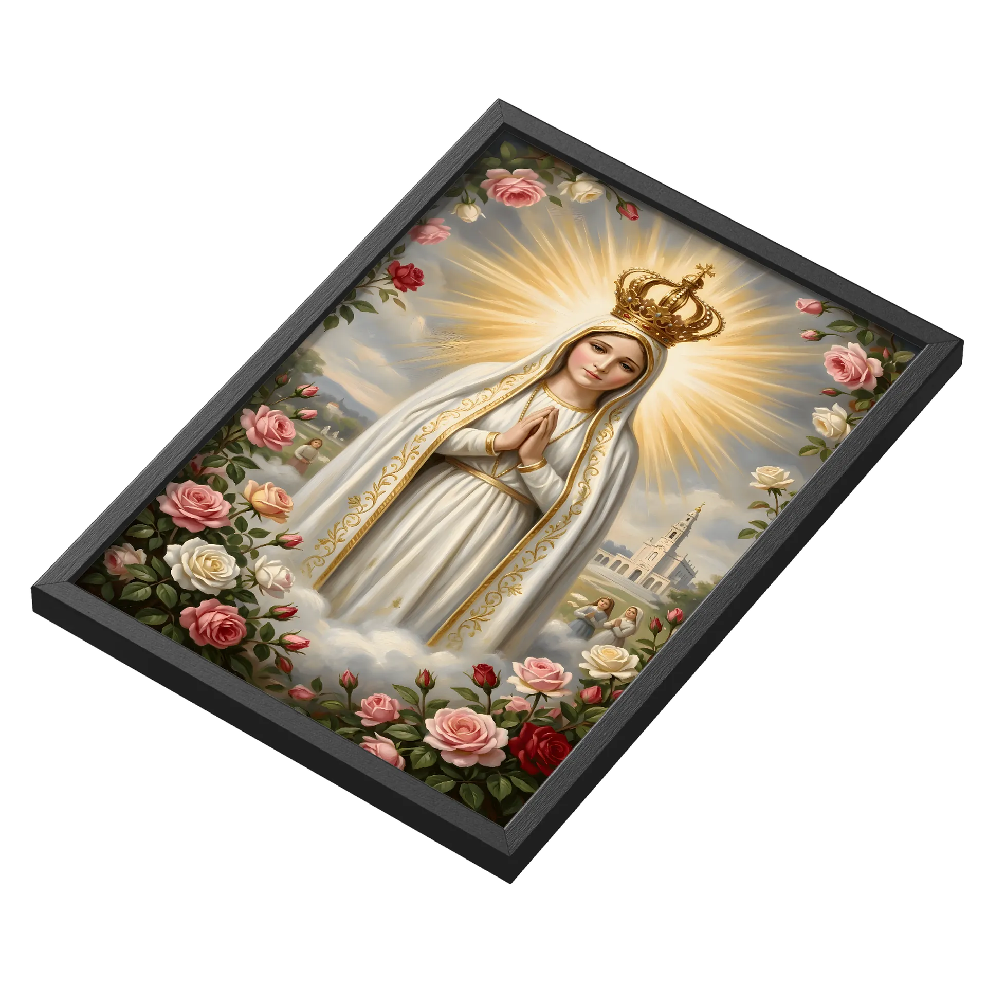 Quadro Nossa Senhora Coroada com Rosas A3 em MDF e Vidro de Coutinho Store — imagem 3 de 3