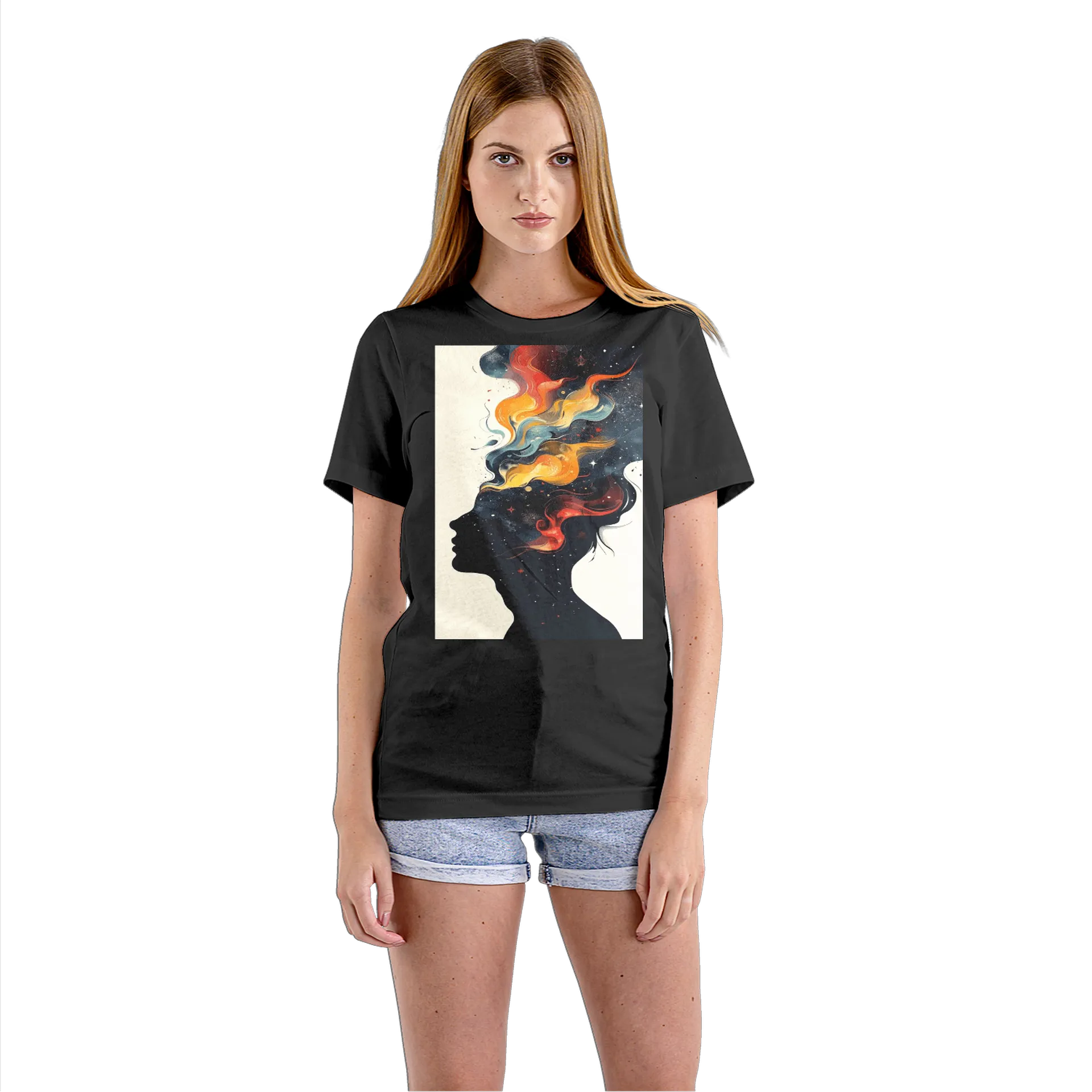 Camiseta Babylook Silhueta com Cores Quentes 100% Algodão - Imagem 3