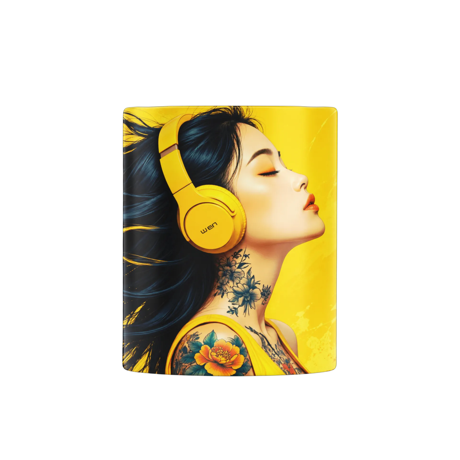 Caneca Mulher com Fones e Flores Estilo Anime 325ml - Imagem 2