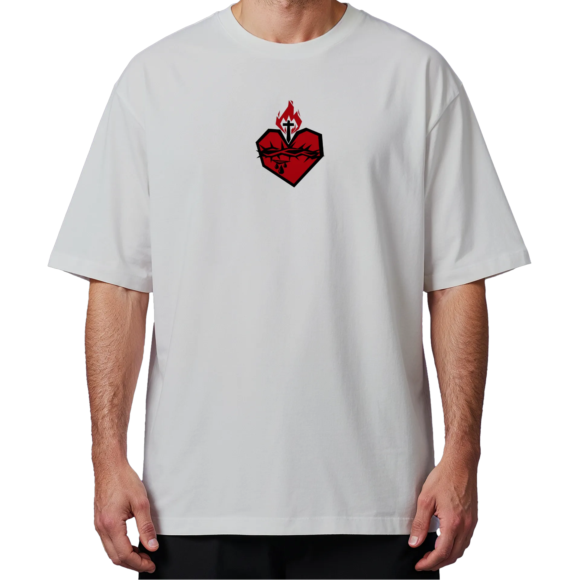Camiseta Oversized - Sagrado Coração de Jesus - Vermelho - Imagem 4