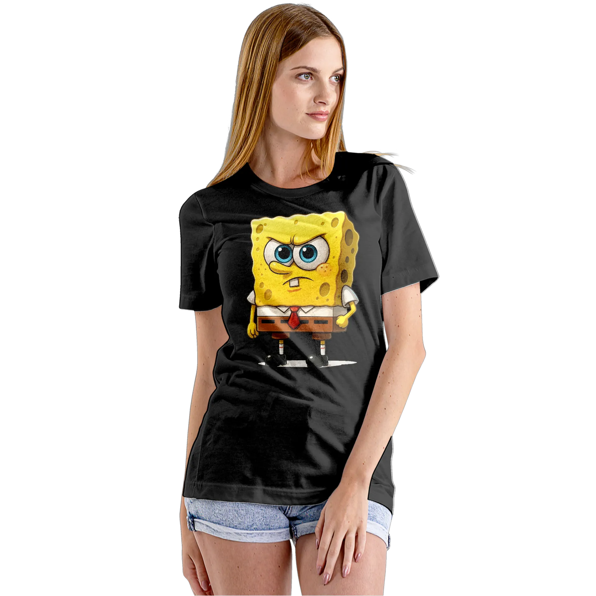 Camiseta Babylook Esponja Amarela Cartoon 100% Algodão - Imagem 5