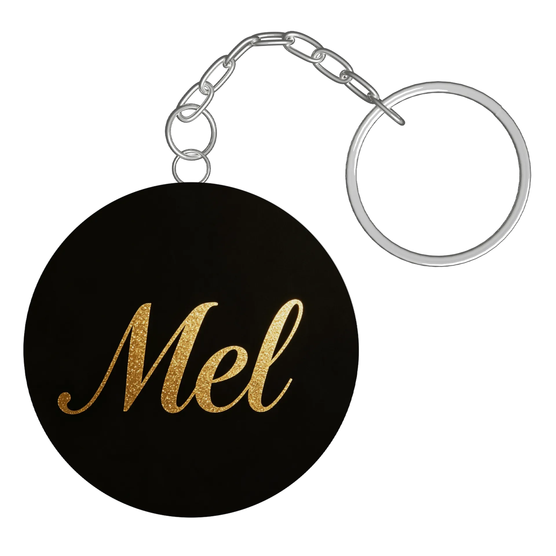 Chaveiro MDF Nome Mel Gold Glitter estampa texto - Imagem 2