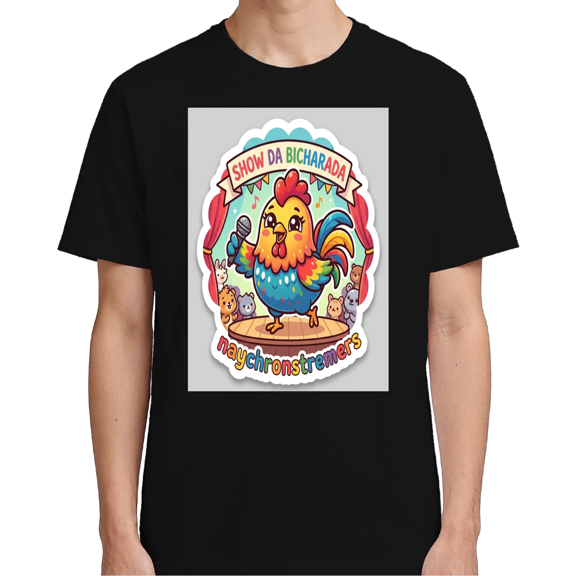 Camiseta Galo Cantor em Estilo Cartoon 100% Algodão - Imagem 4
