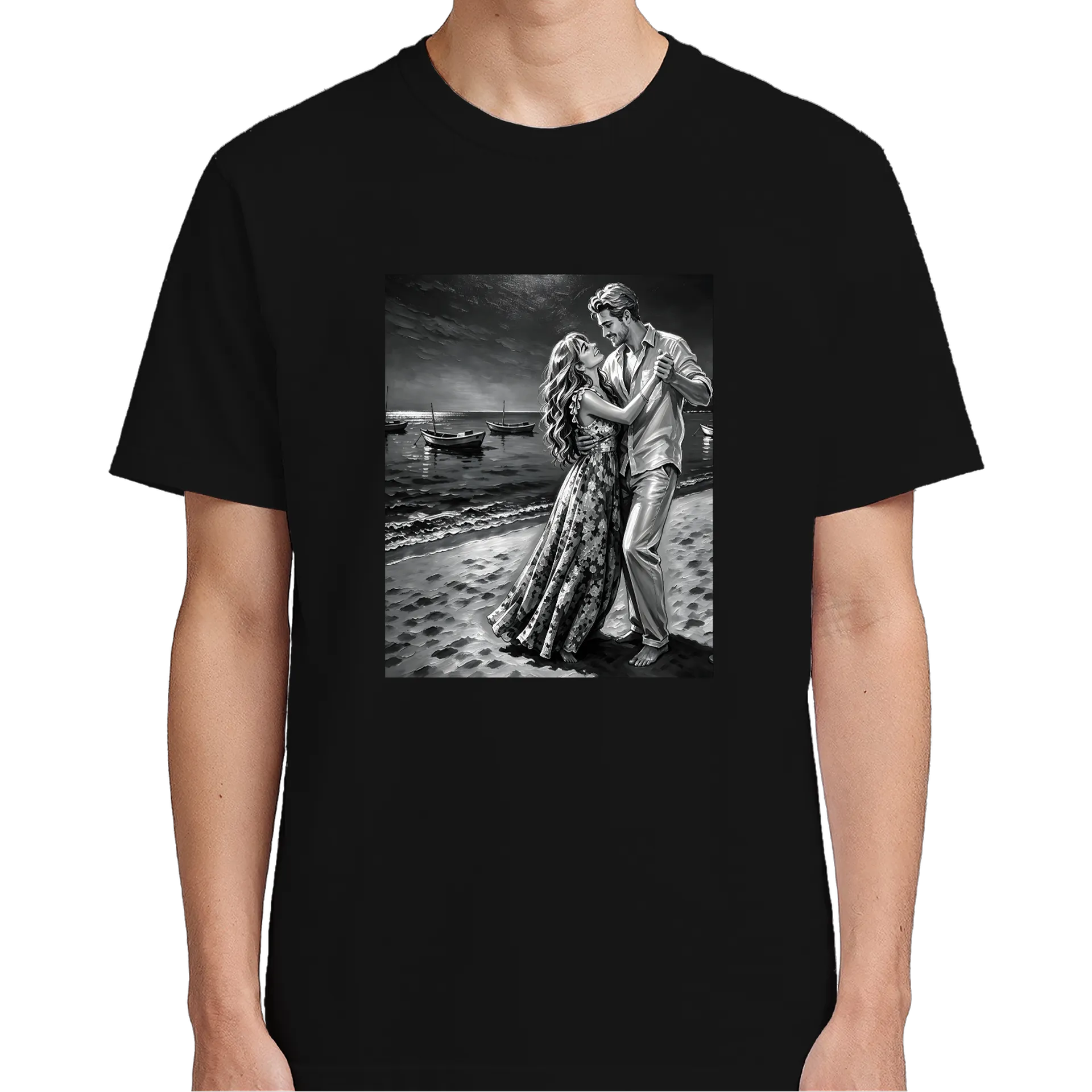Camiseta Dança na Praia Preto 100% Algodão - Imagem 4