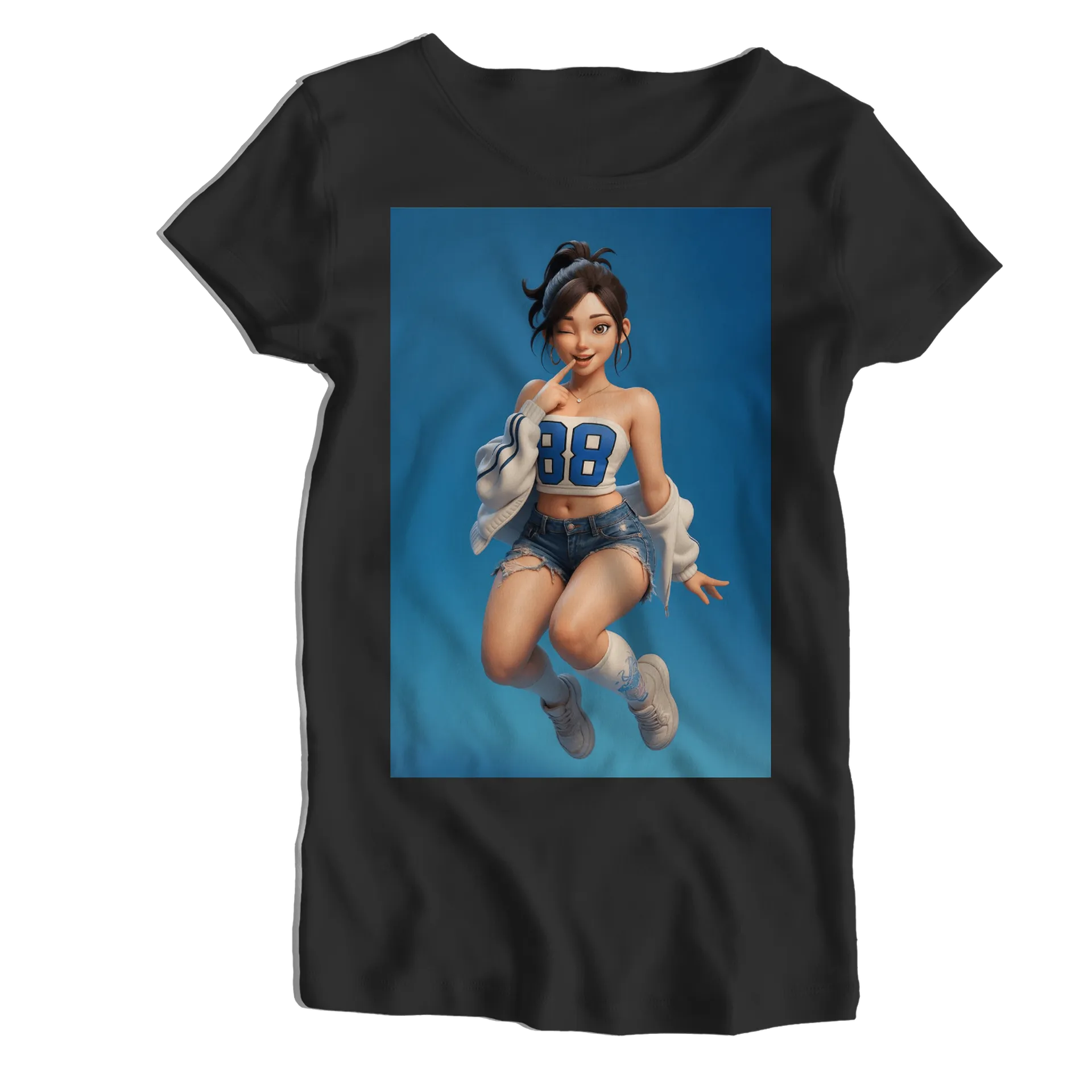 Camiseta Babylook Personagem Cartoon Número 88 100% Algodão - Imagem 1