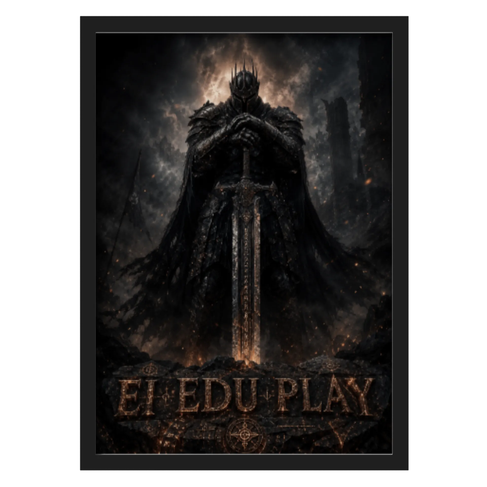Quadro Guerreiro Sombrio MDF e Vidro A3 de Ei Edu Play