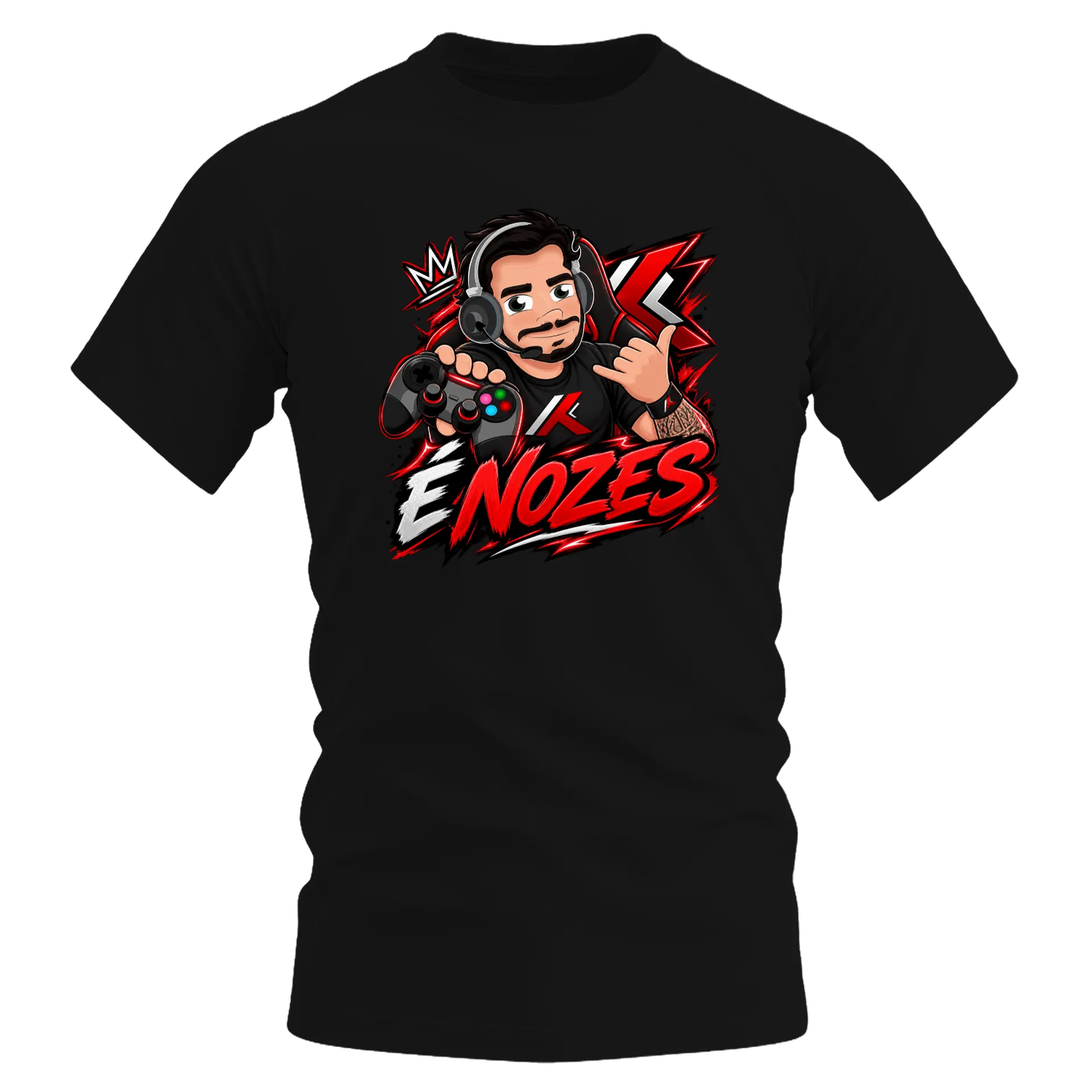 Camiseta Dry Fit É NOZES Estampa Gamer Vermelha Branca - Imagem 1