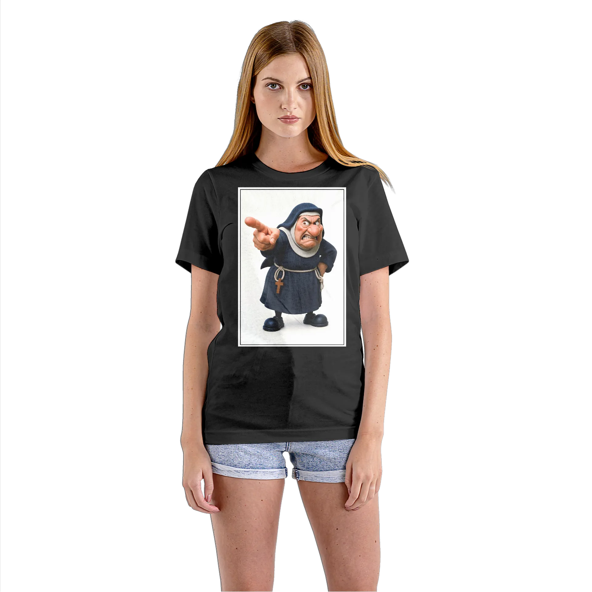 Camiseta Babylook Freira Cartoon 100% Algodão - Imagem 3
