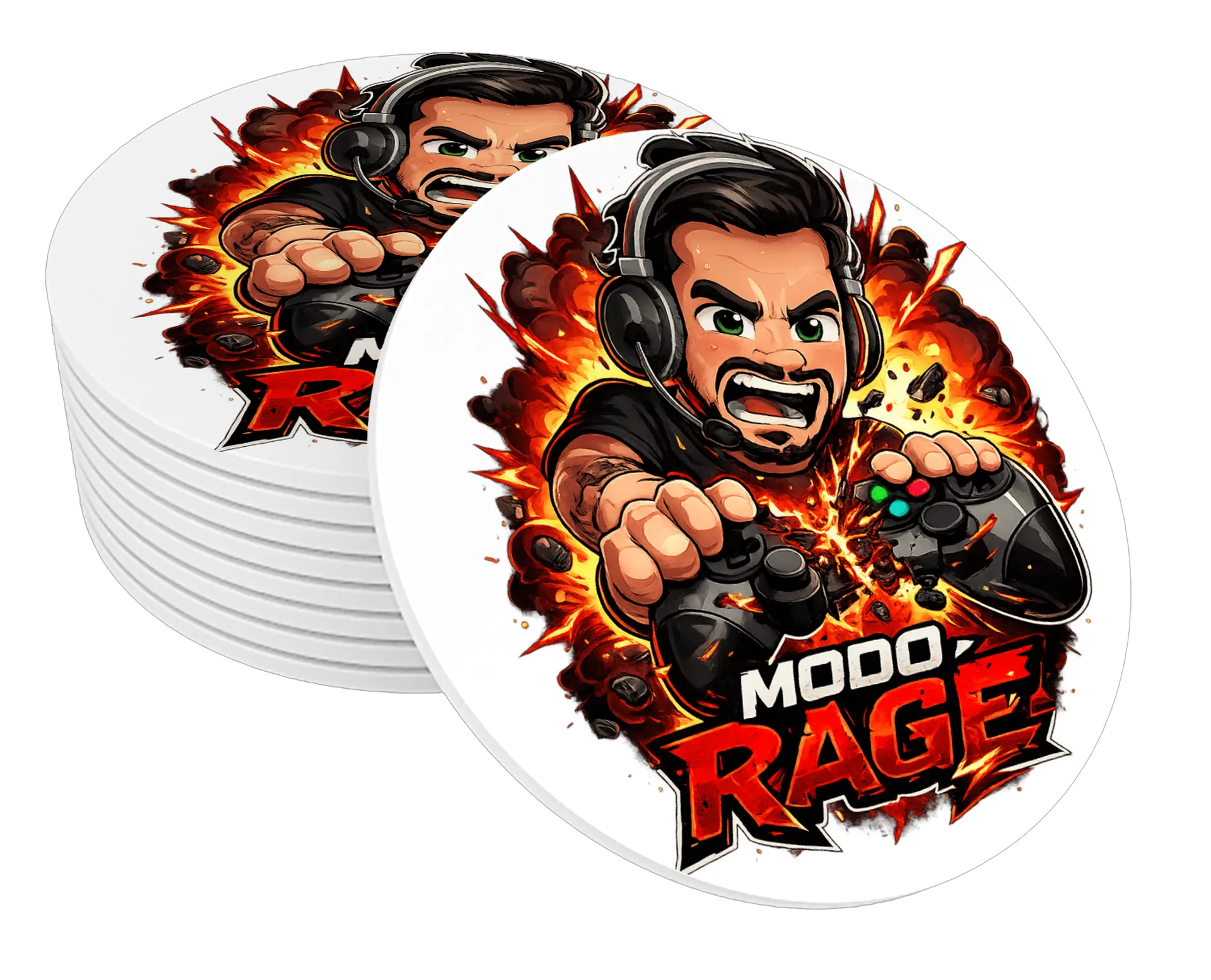 Porta-copo MDF Modo Rage Gamer 10x10cm - Imagem 1