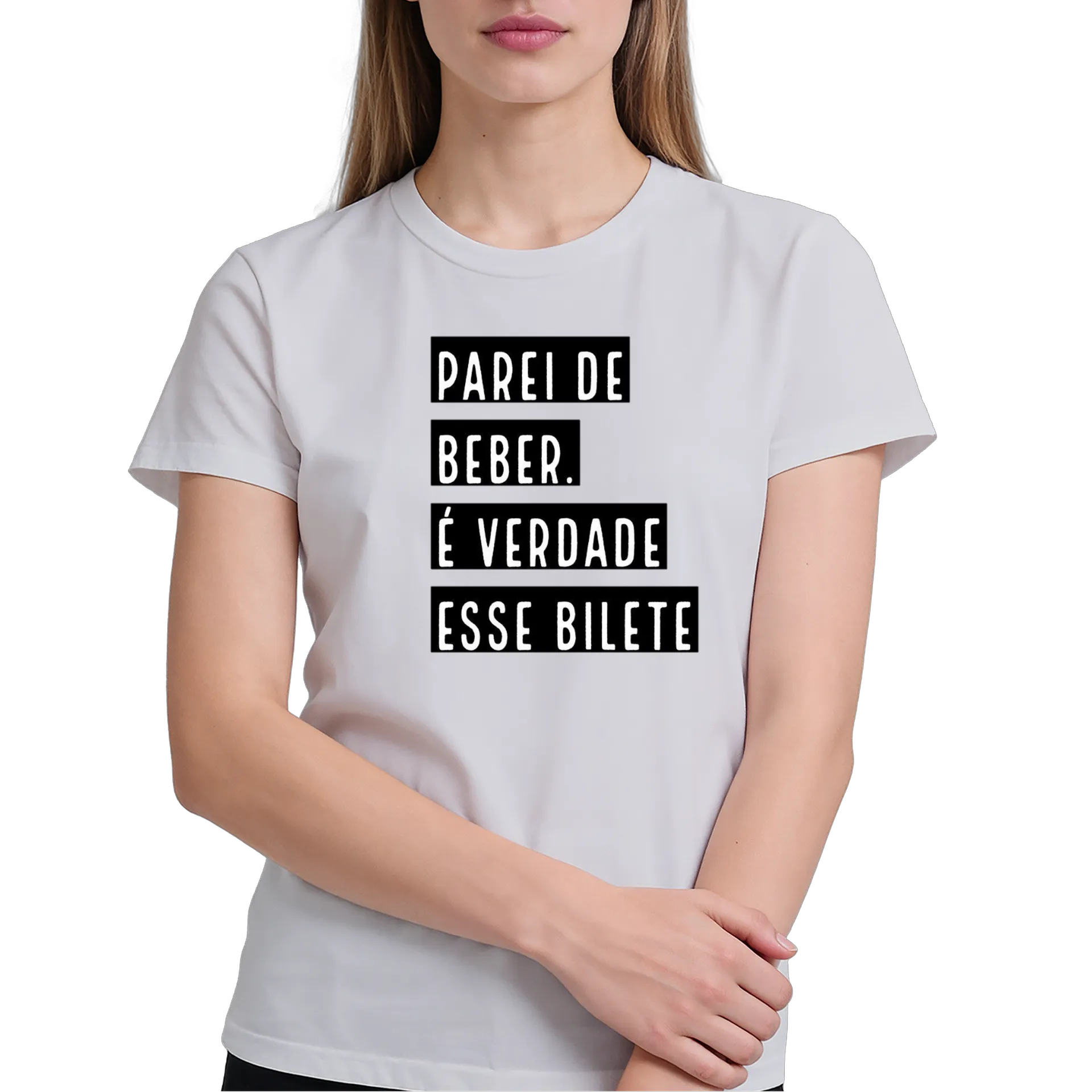 Camiseta Estampa Tipográfica Parei de Beber 100% Algodão - Imagem 4