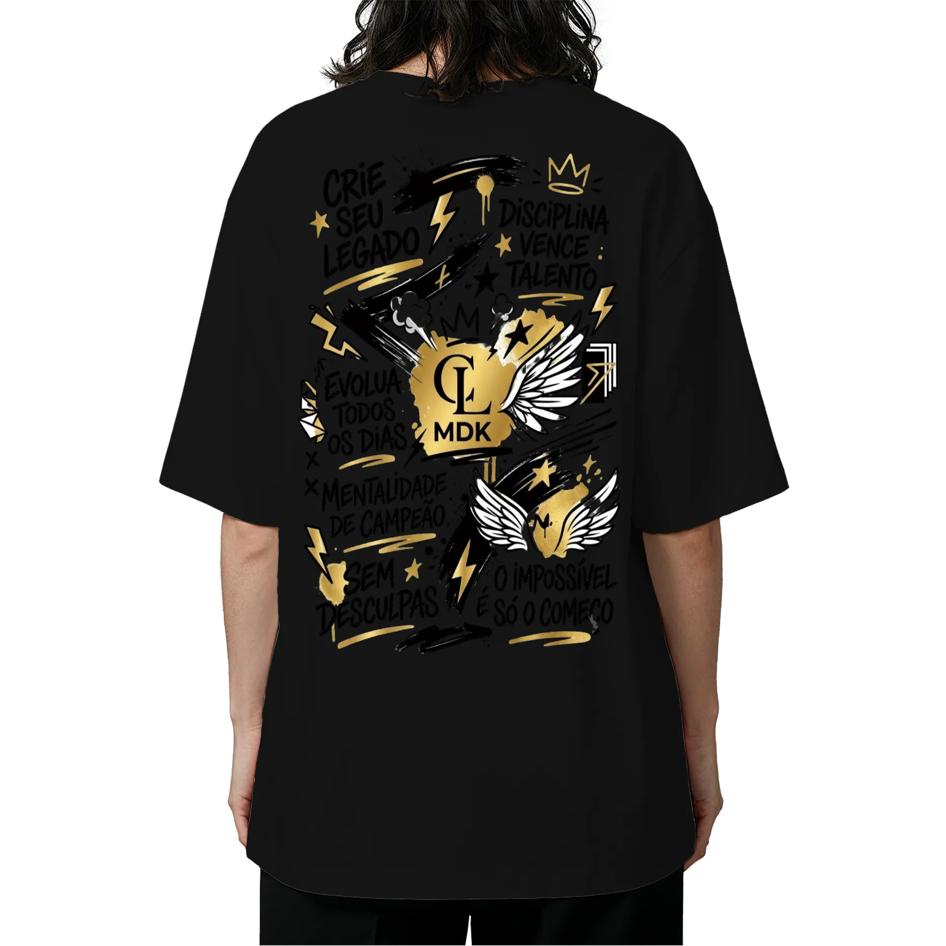 Camiseta Oversized Estampa Mentalidade de Campeão 100% - Imagem 5