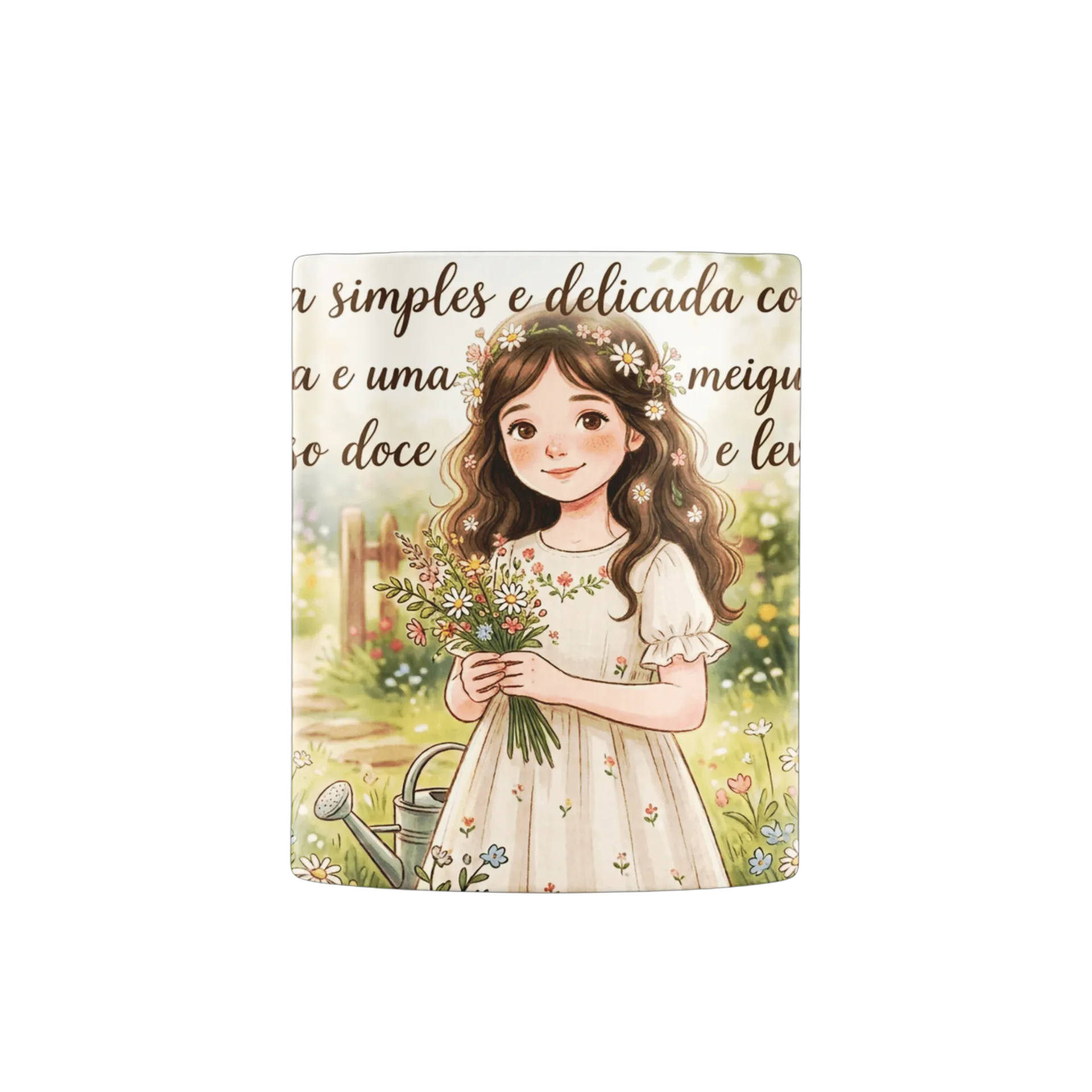 Caneca Menina no Jardim com Frase 325ml - Imagem 1