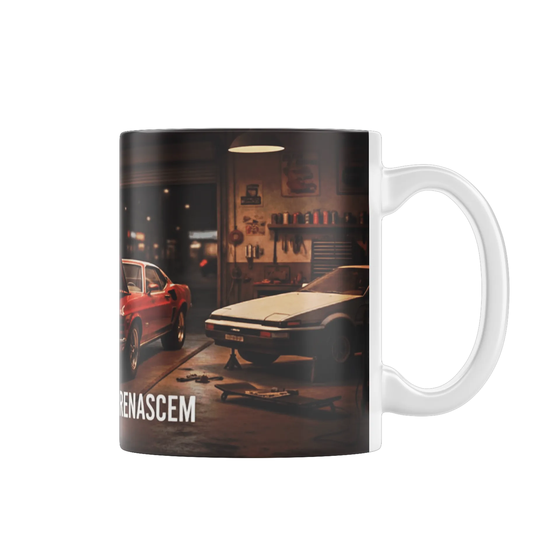 Caneca Porcelana Retrô Carros Muscle 325ml - Imagem 1