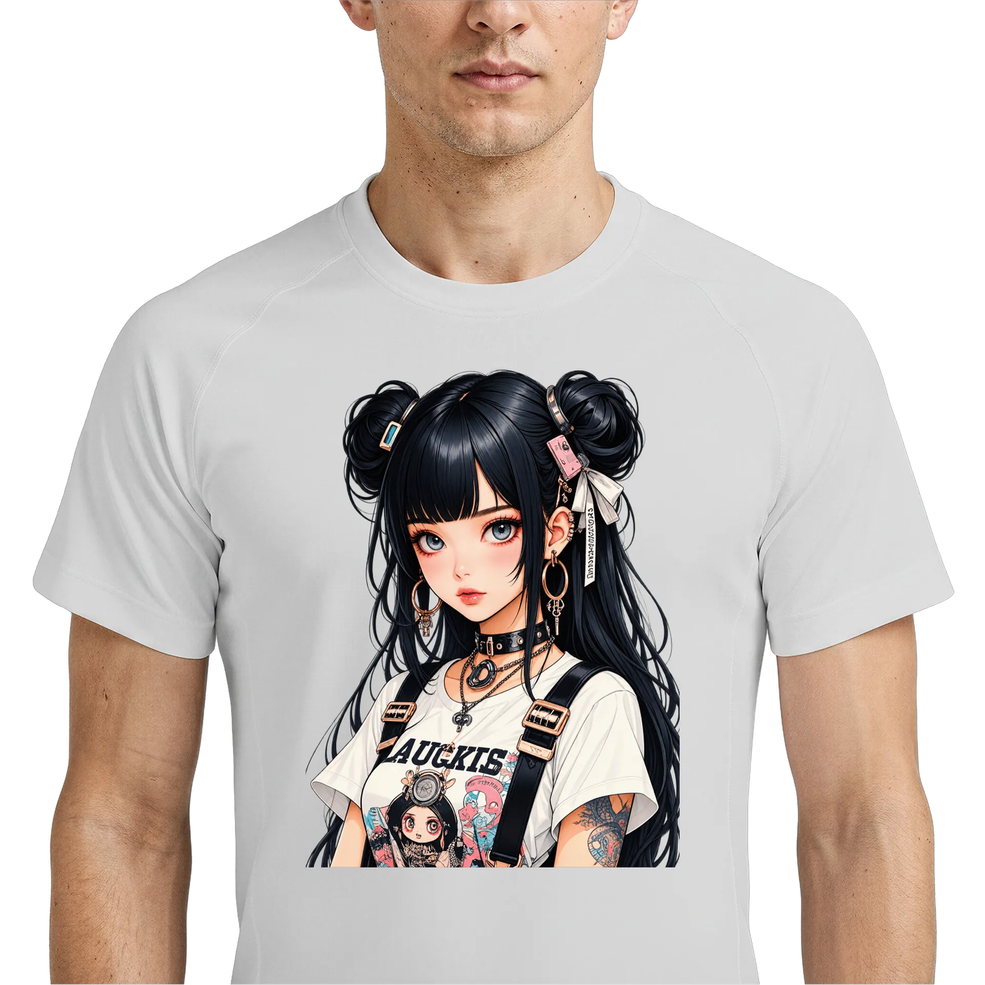 Camiseta Dry Fit Estampa Anime Garota de Cabelo Preto - Imagem 4