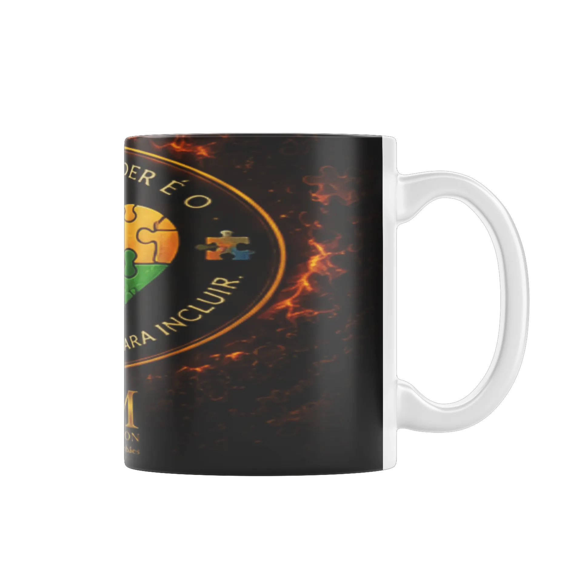 Caneca Porcelana Coração Quebra-Cabeça Branco 325ml - Imagem 1
