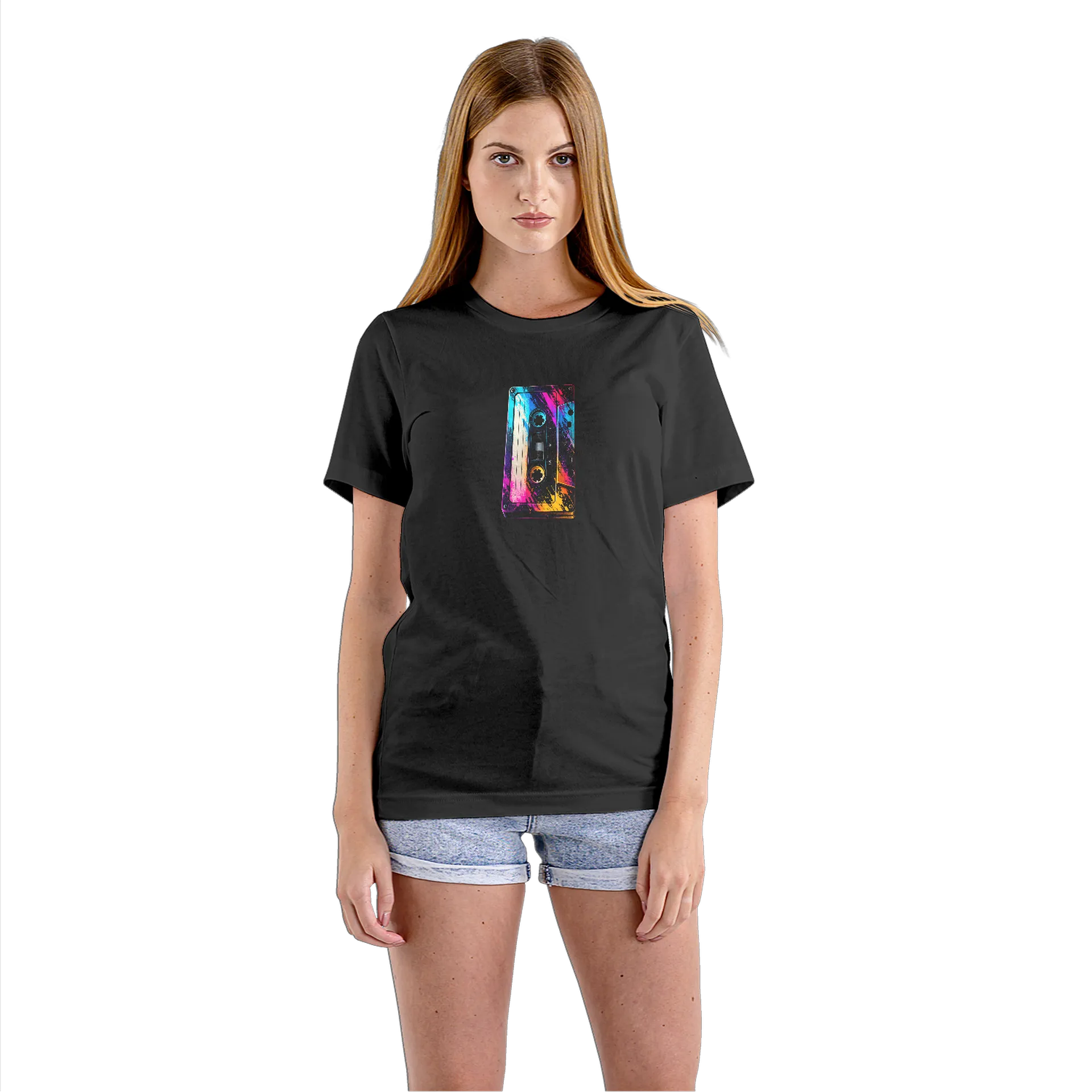 Camiseta Babylook Flúor Cassette Colorido 100% Algodão - Imagem 3