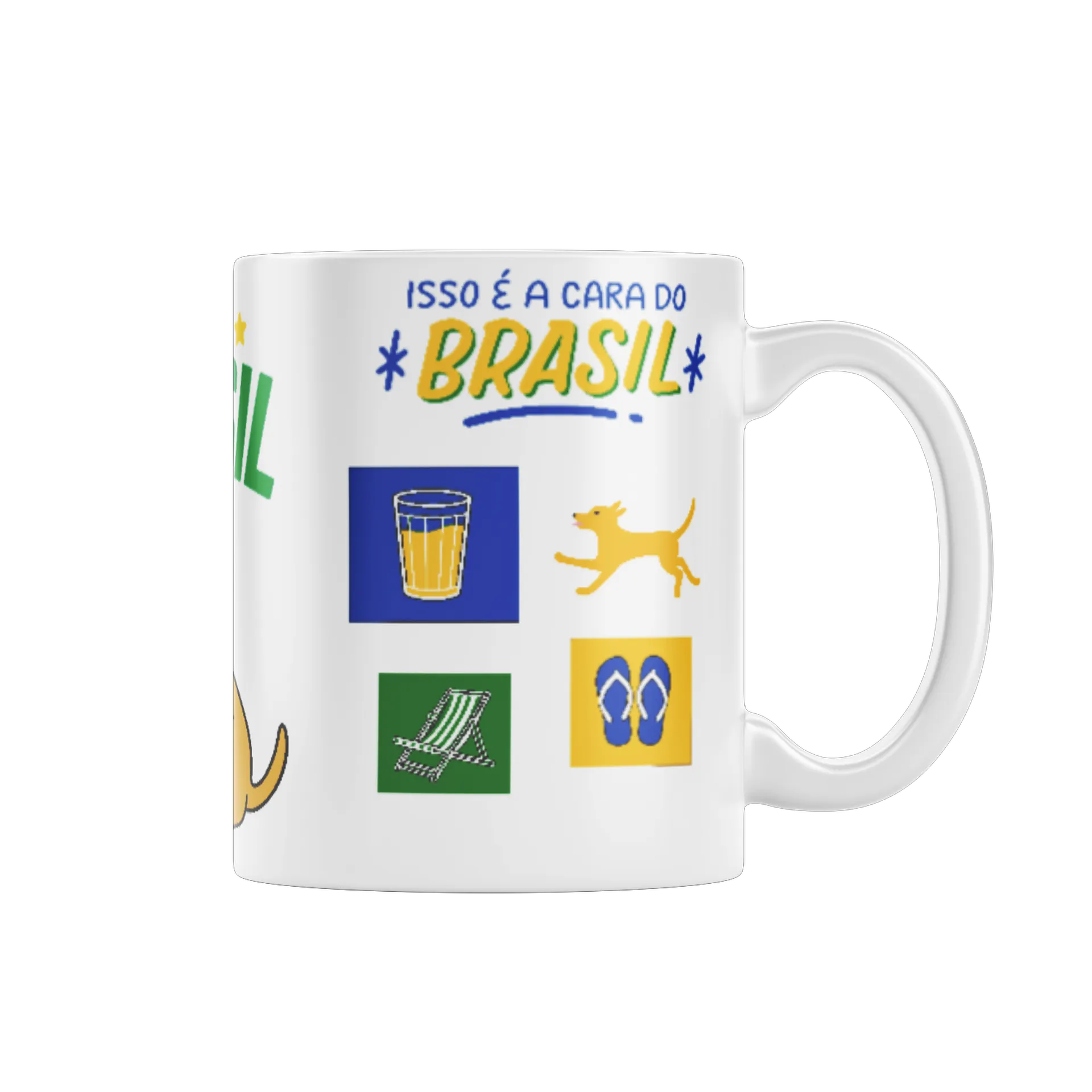 Caneca Porcelana Brasil Cachorro Bandeira 325ml de RAVELLE