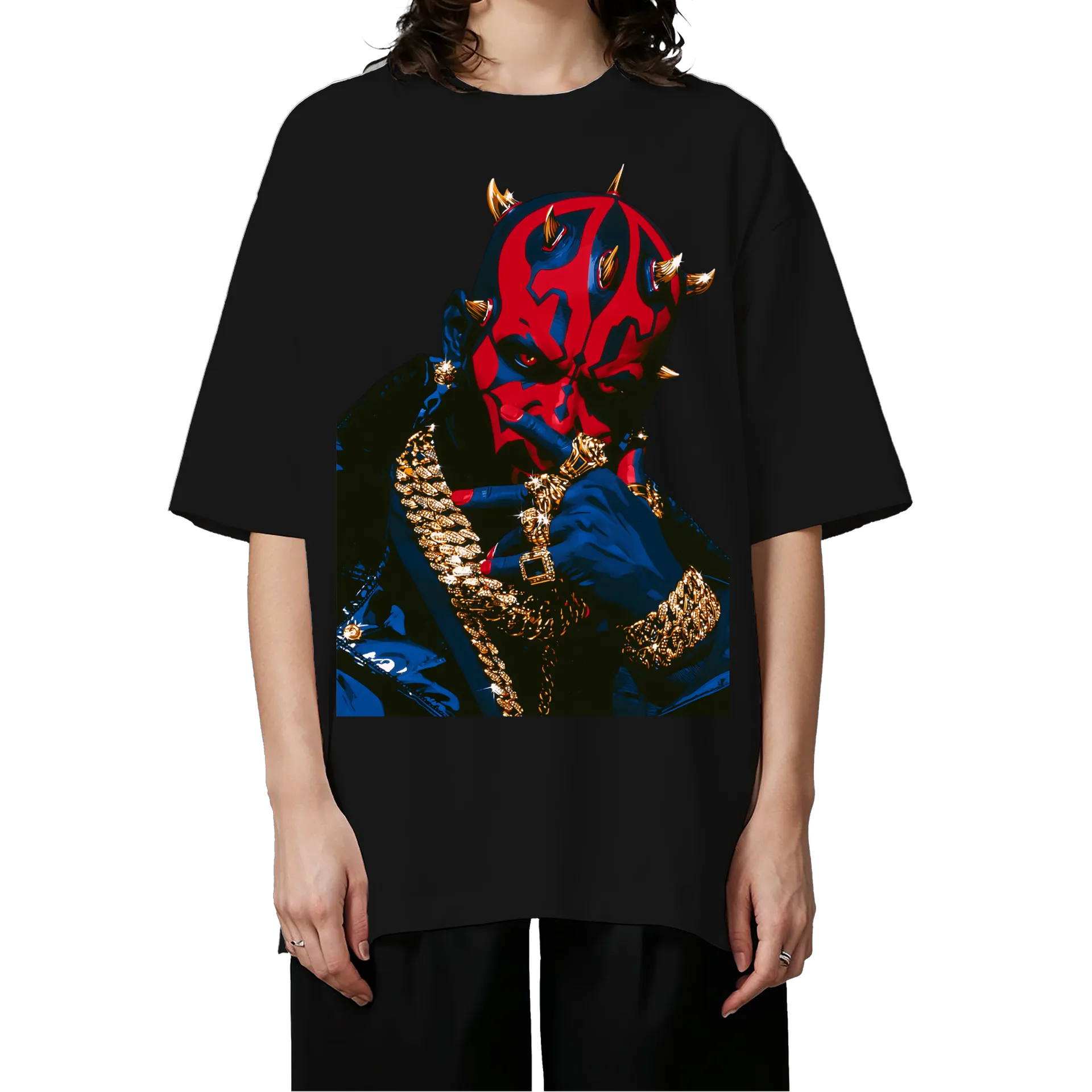 Camiseta Oversized Darth Maul Gold Chain – O Lado Sombrio - Imagem 3
