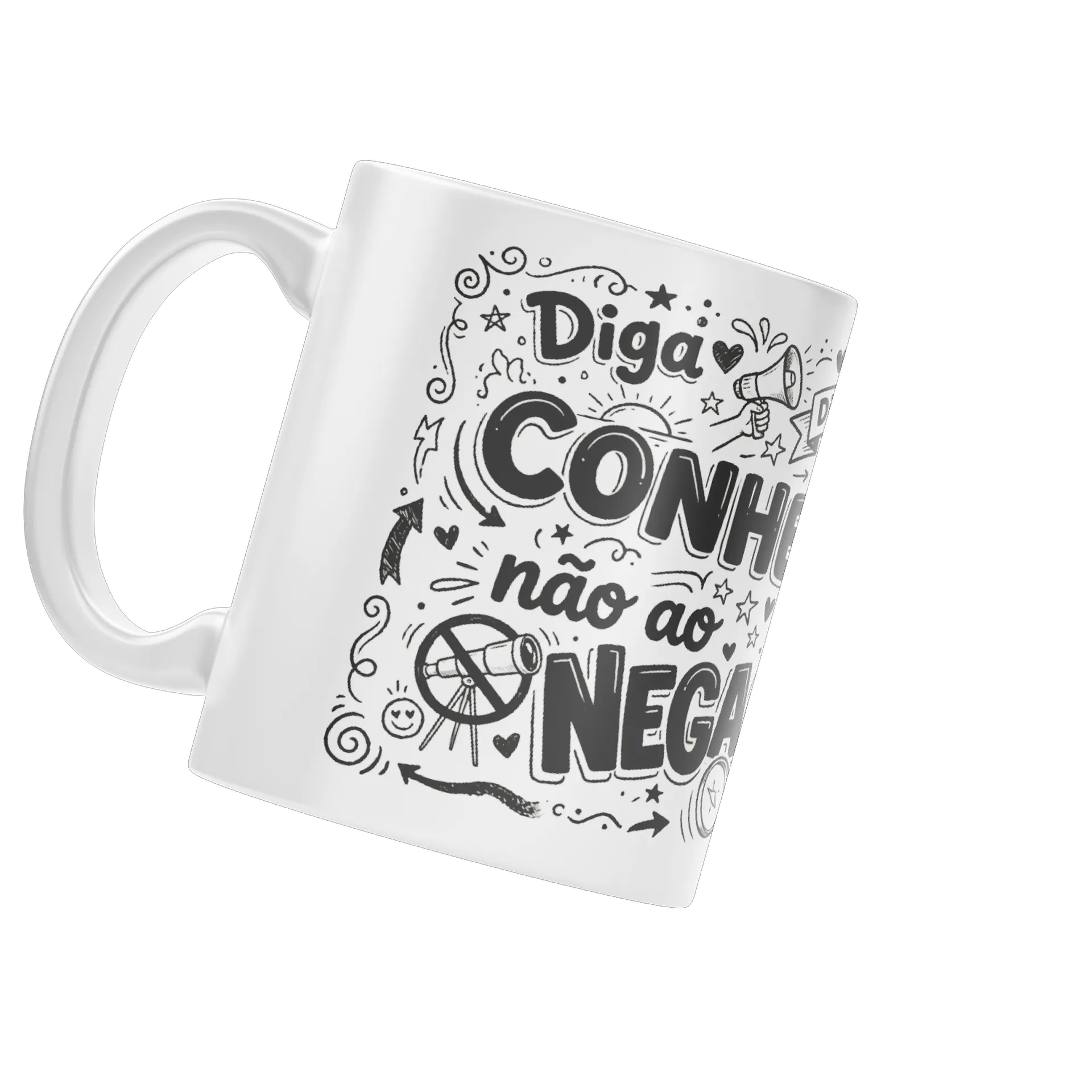 Caneca personalizada sim ao conhecimento não ao negacionismo - Imagem 3