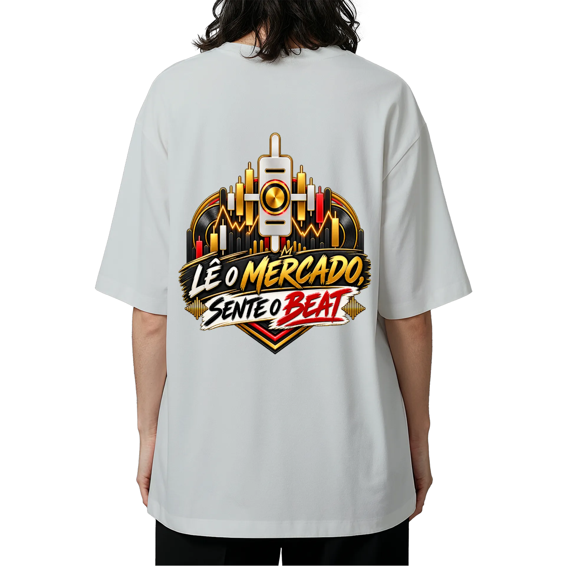 Camiseta Oversized Lê o Mercado, Sente o Beat de UM DJ NA BOLSA — imagem 5 de 6