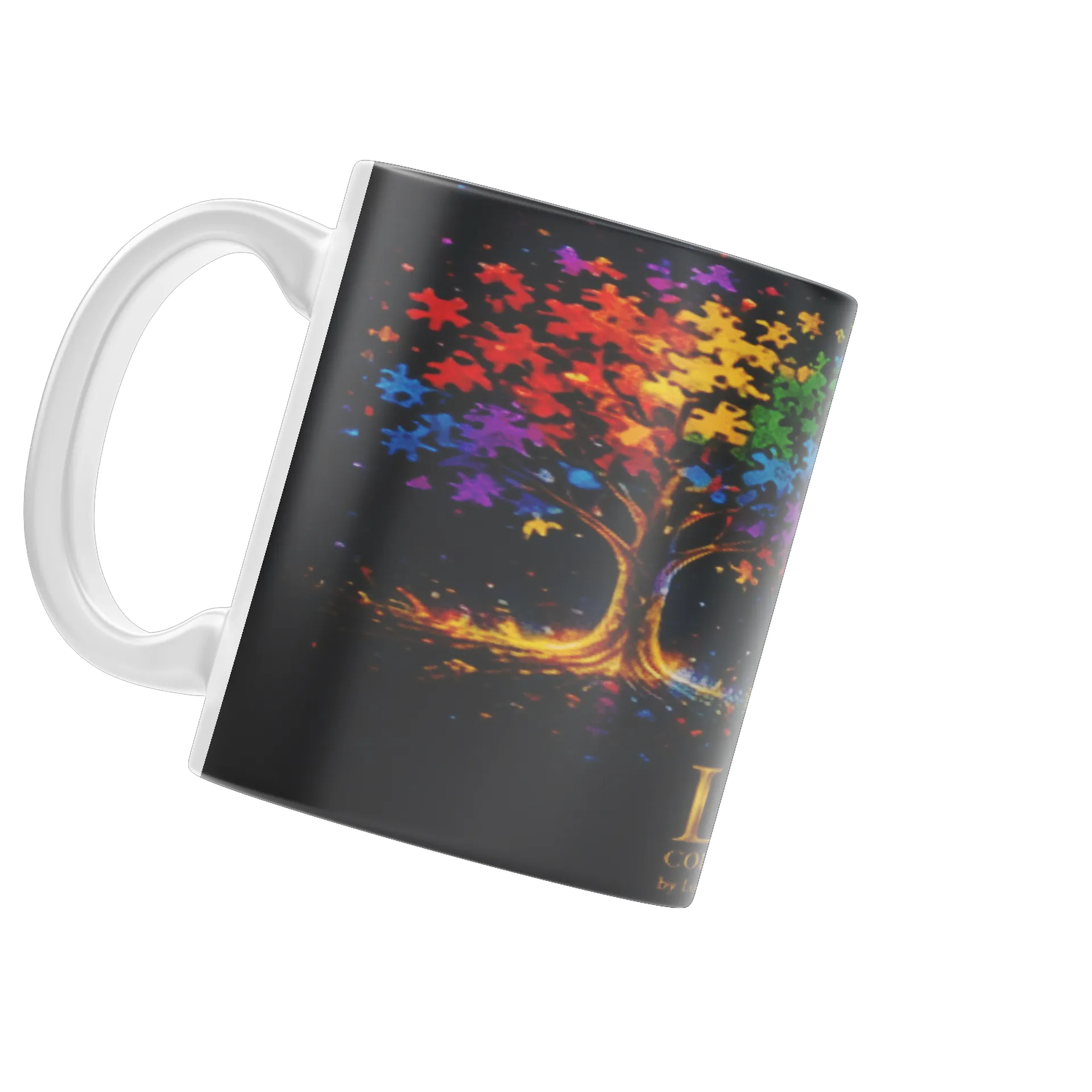 Caneca Porcelana Árvore Colorida Inclusão 325ml - Imagem 3