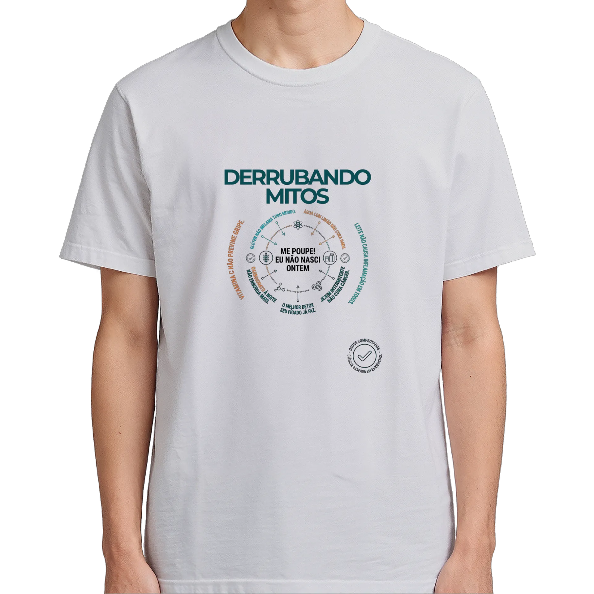 Camiseta Derrubando Mitos 100% Algodão Branco - Imagem 5