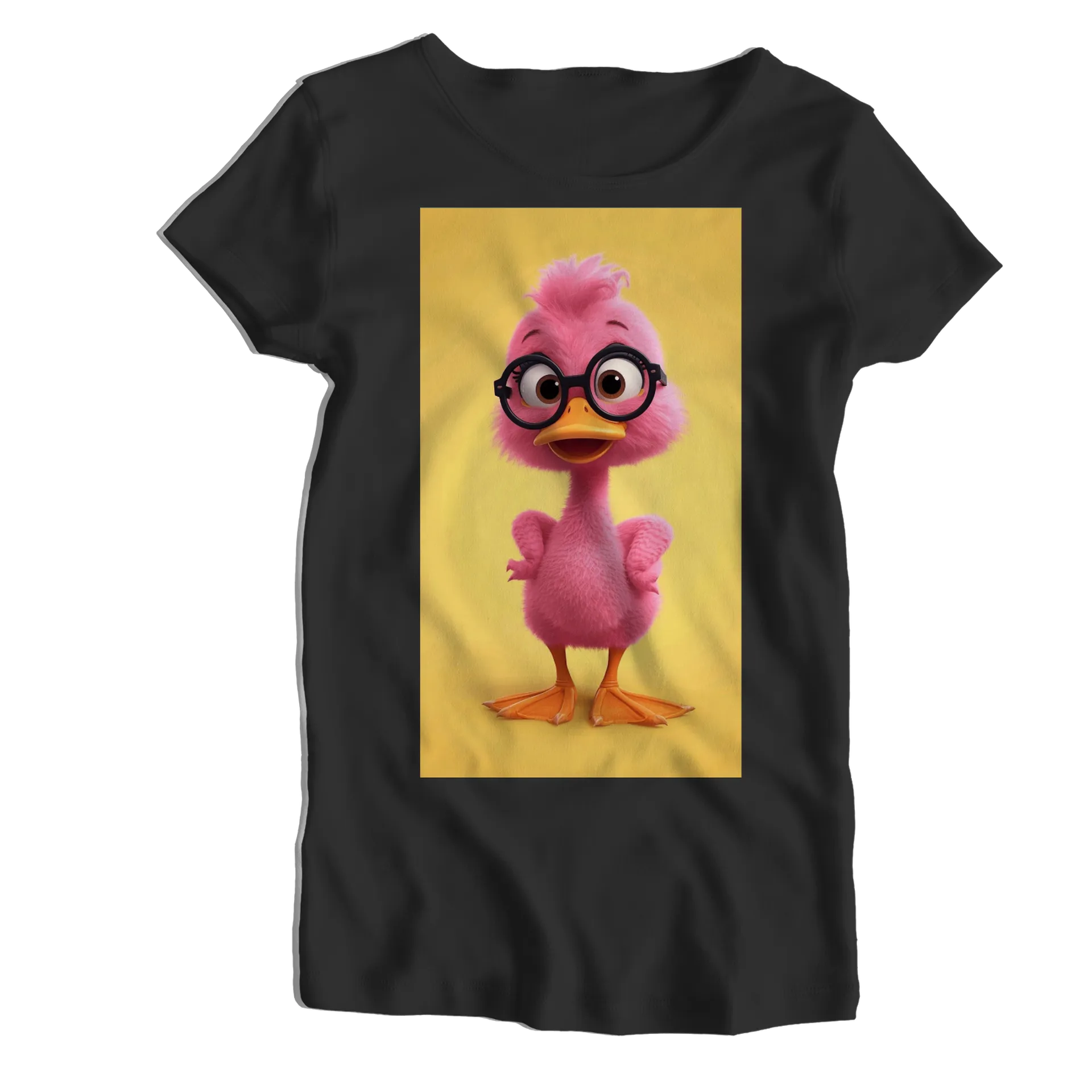 Camiseta Babylook Pato Rosa de Óculos 100% Algodão - Imagem 1