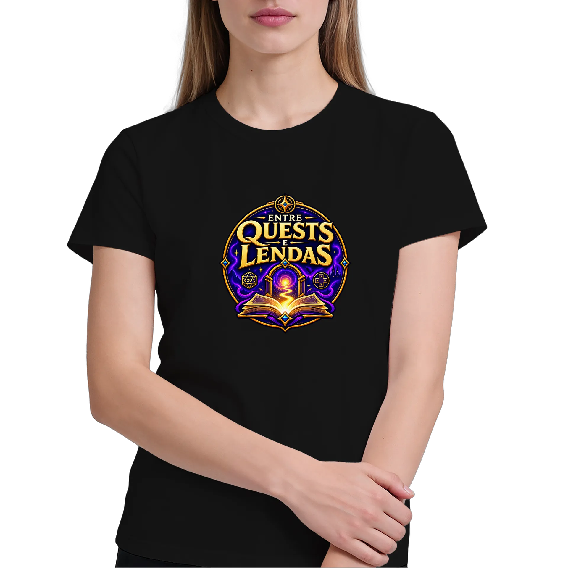 Camiseta Oficial Entre Quests e Lendas – Frase Clássica de entrequestselendas — imagem 3 de 6