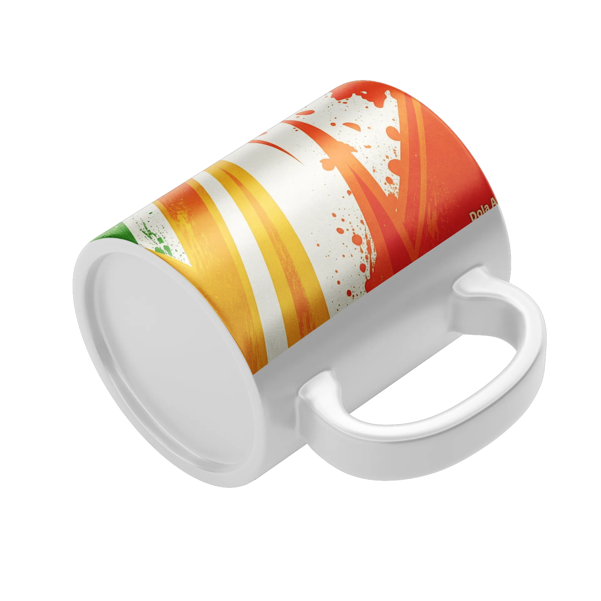 Caneca Cerâmica Estampa Abstrata Verde Laranja 325ml - Imagem 4
