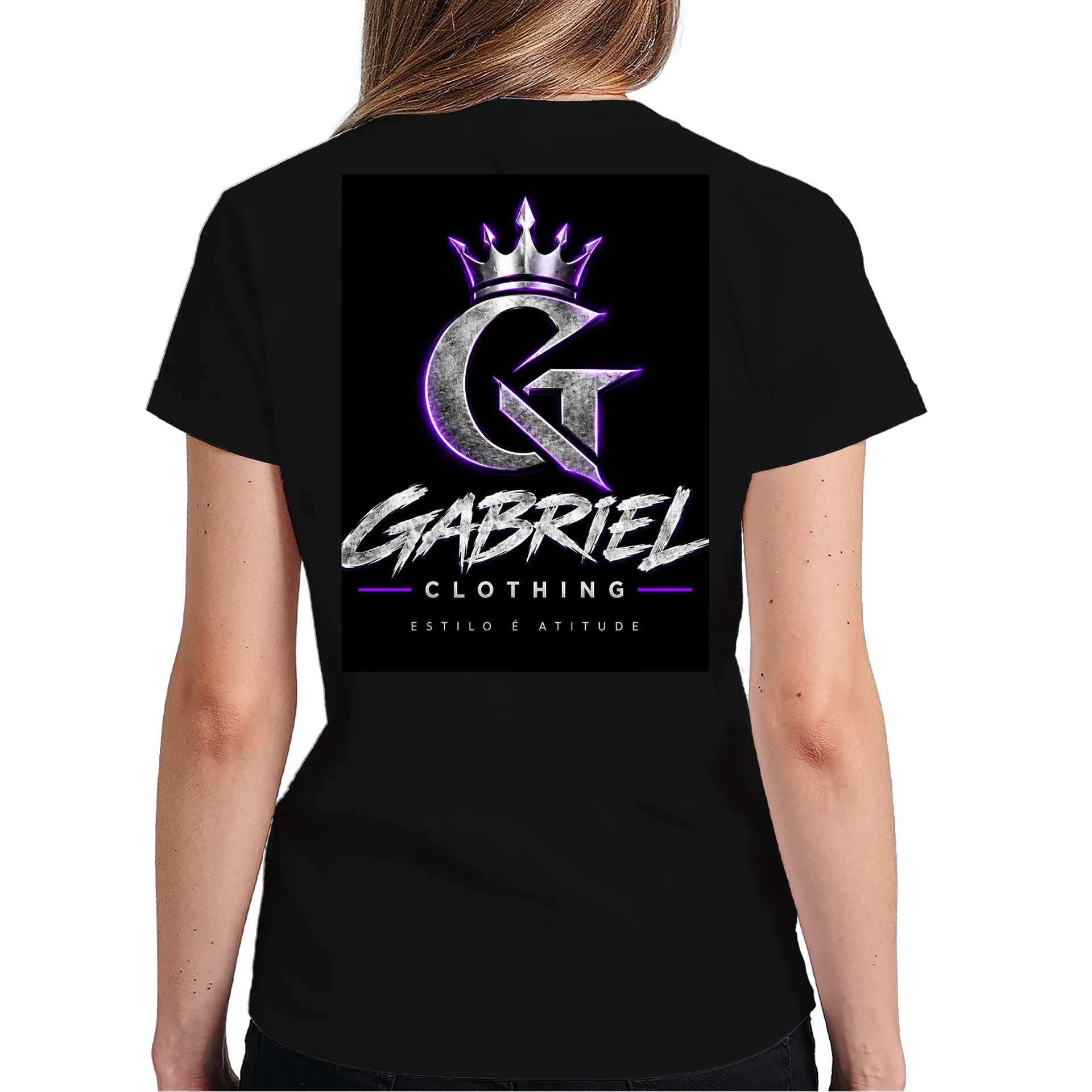 Camiseta Logo Gabriel Coroa Estampa Tipográfica 100% Algodão de Marcio — imagem 5 de 6