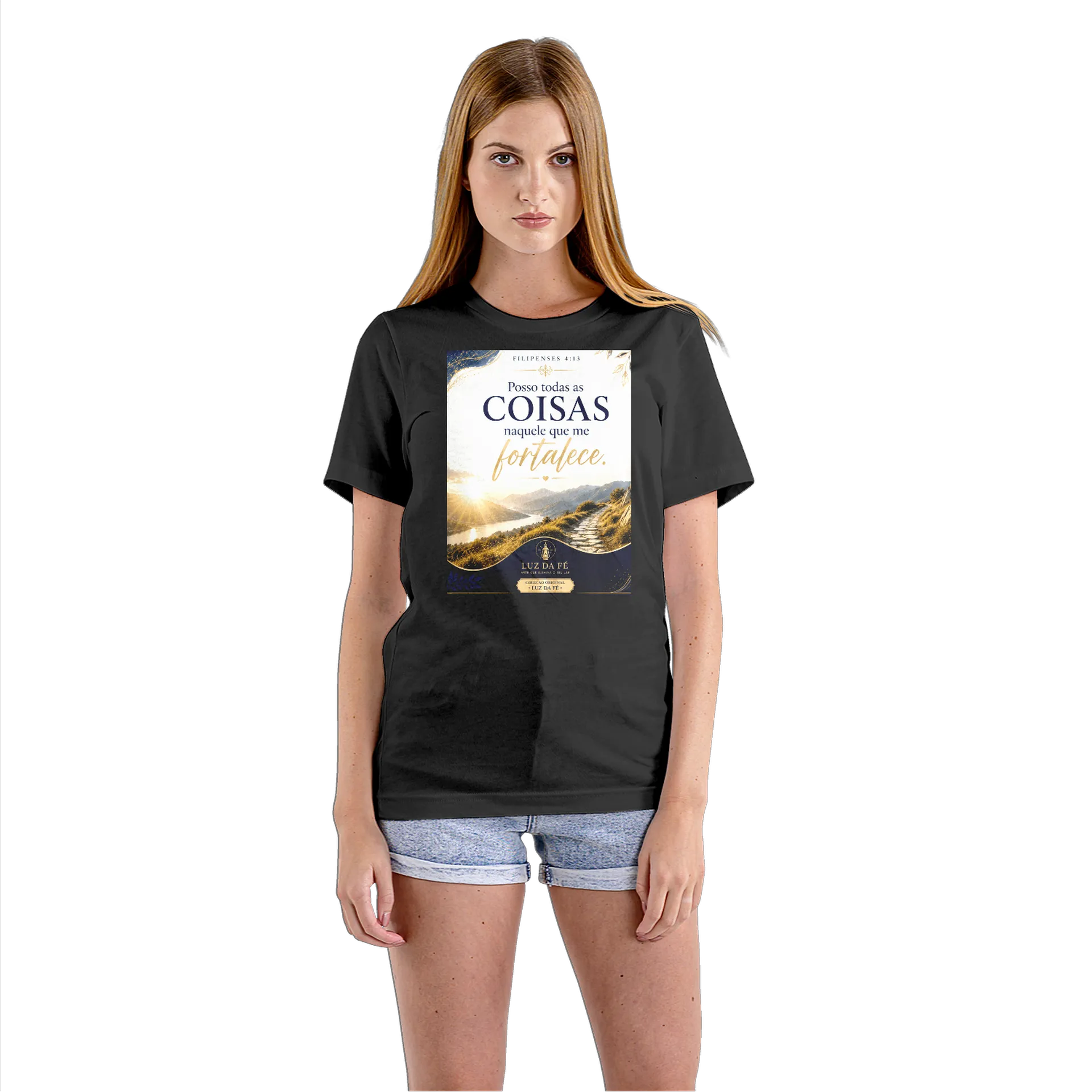 Camiseta Babylook Paisagem Luar Luz da Fé 100% Algodão de ELIFerreira — imagem 3 de 5