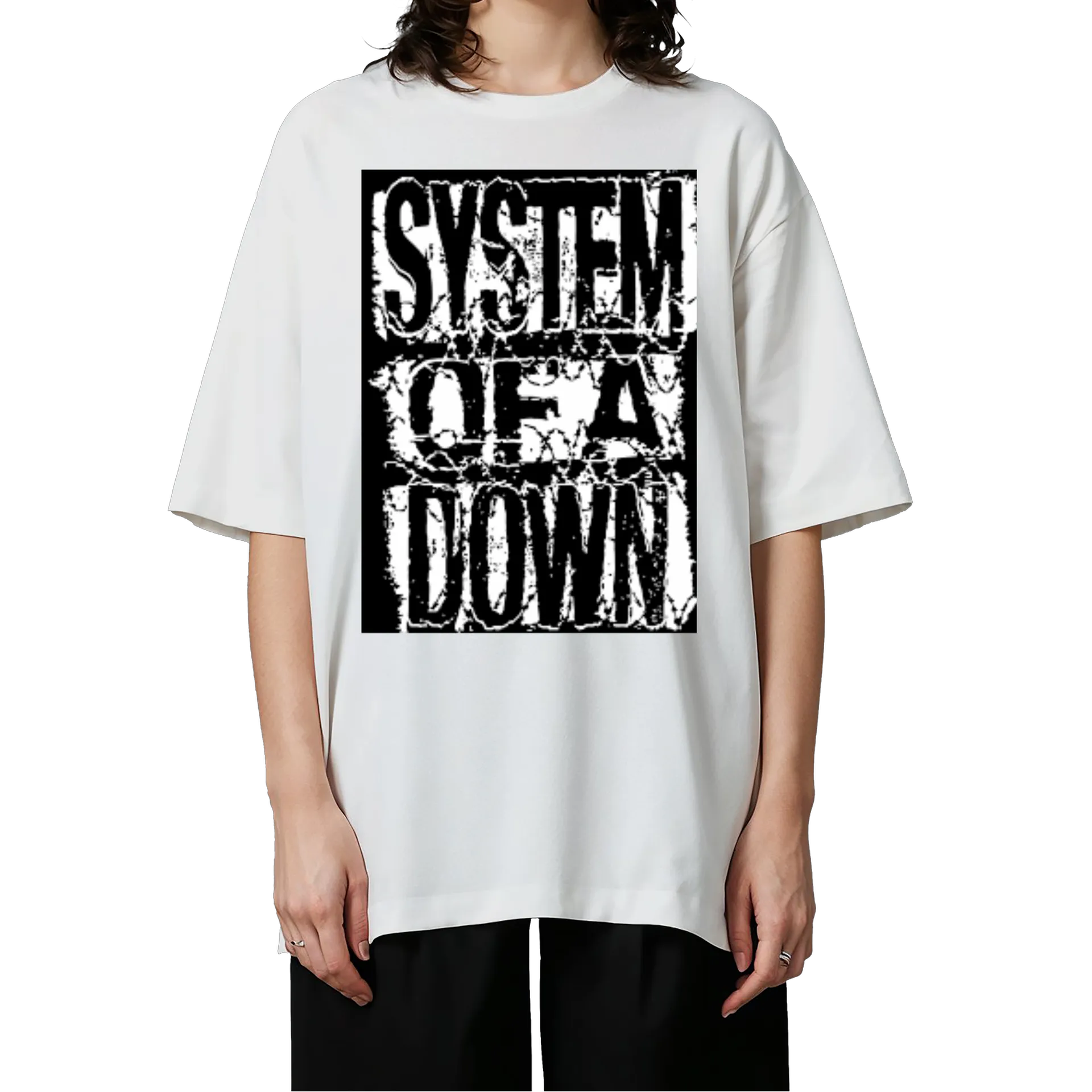 Camiseta Oversized Estampa Tipográfica Preto e Branco - Imagem 3