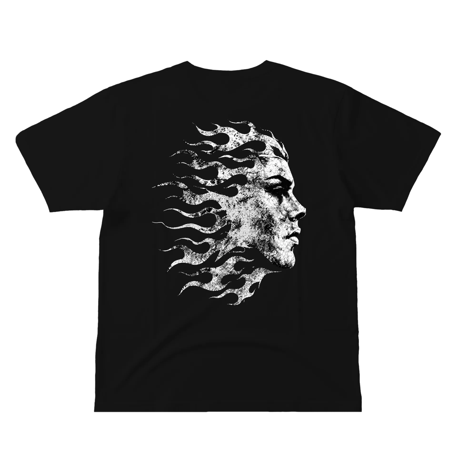 Camiseta Abstrata Fogo Preto 100% Algodão - Imagem 3