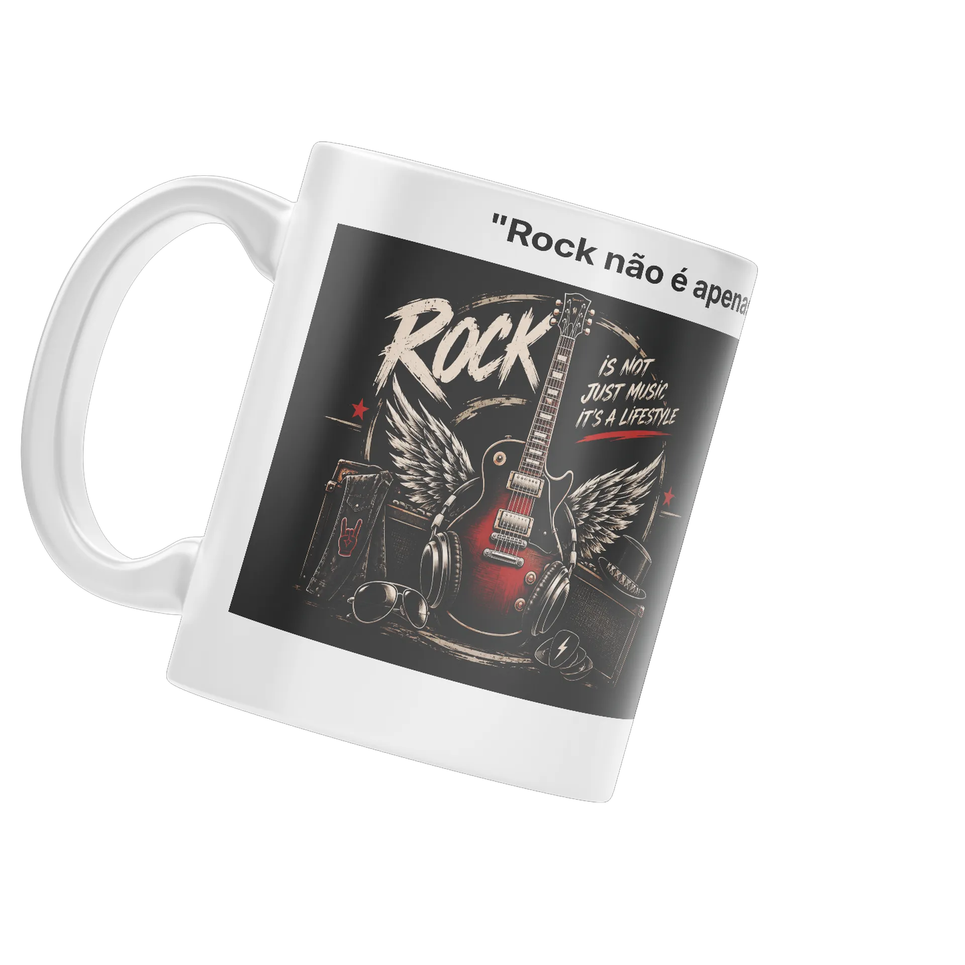 Caneca Guitarra Alada Estampa Rock Vintage 325ml - Imagem 3