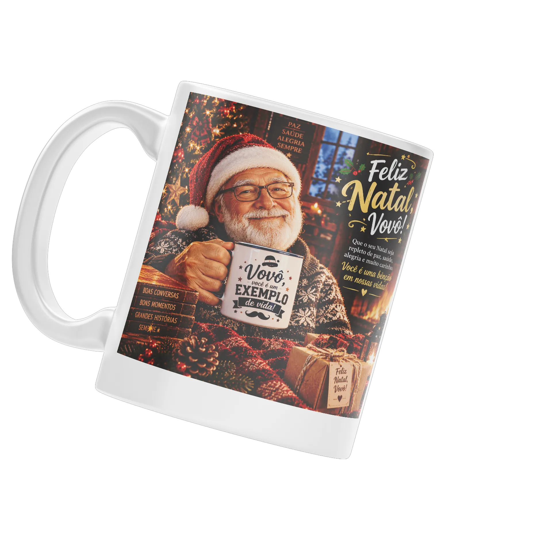 Caneca Estampa Natalina Vovô Exemplo de Vida 325ml - Imagem 3