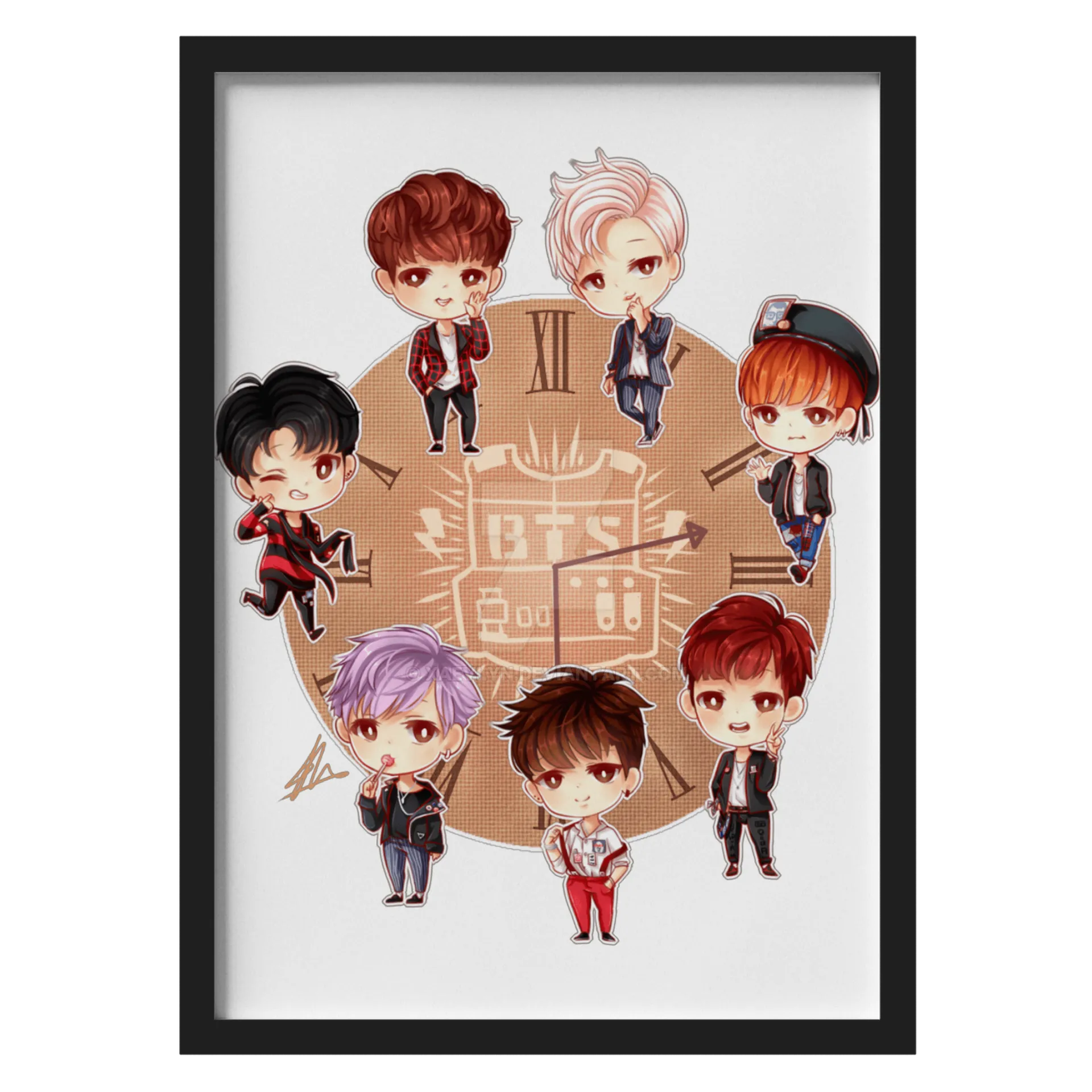 Quadro Estampa Chibi BTS MDF e Vidro A3 - Imagem 1
