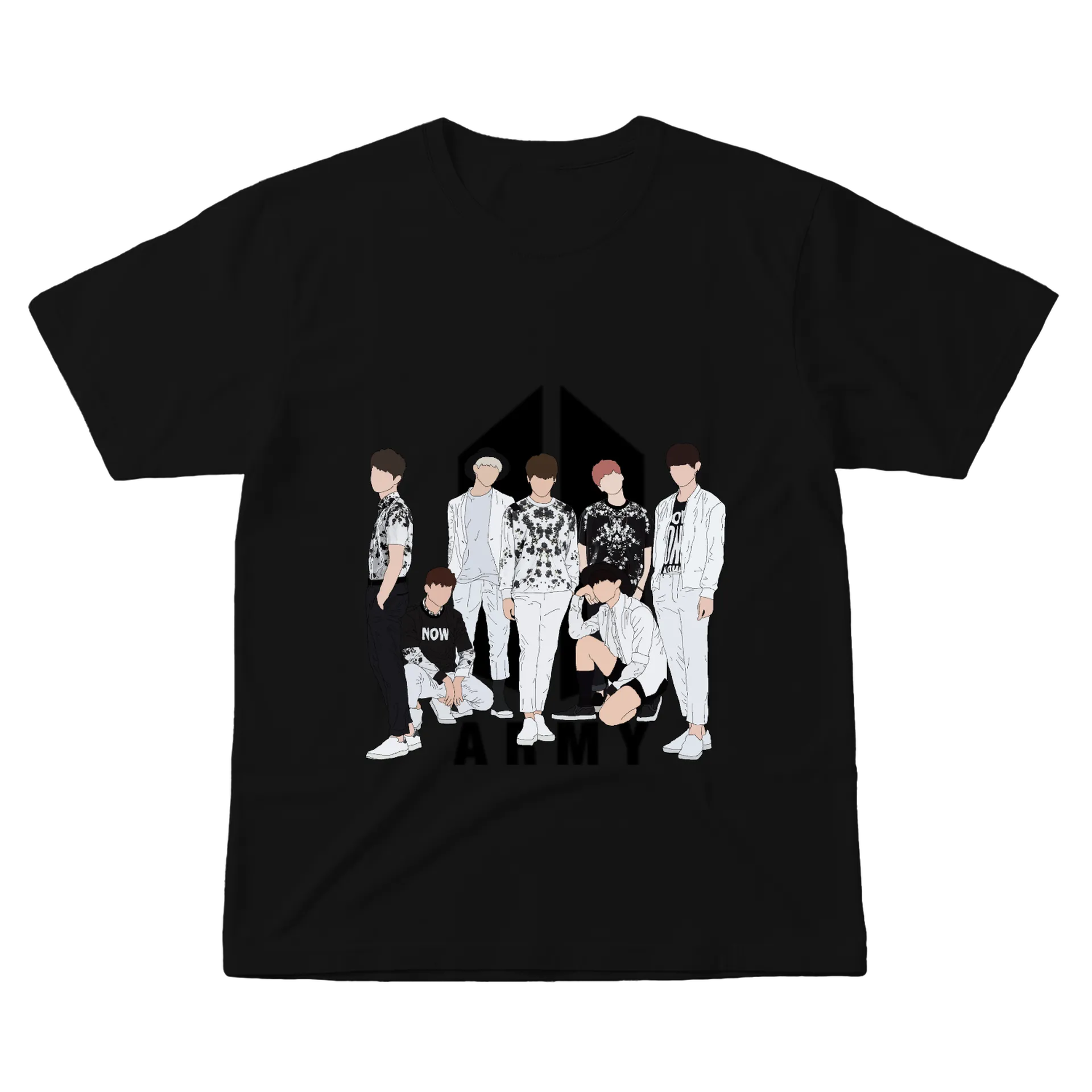 Camiseta Estampa Personagens K-Pop 100% Algodão - Imagem 1
