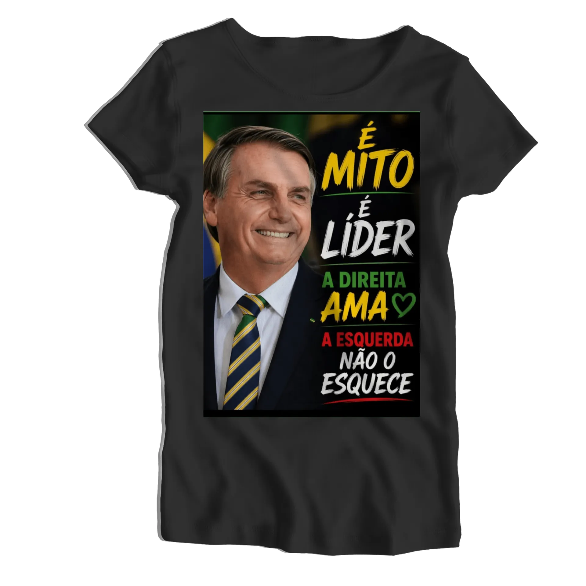 Camiseta Babylook Bolsonaro Estampa Tipográfica 100% Algodão - Imagem 1