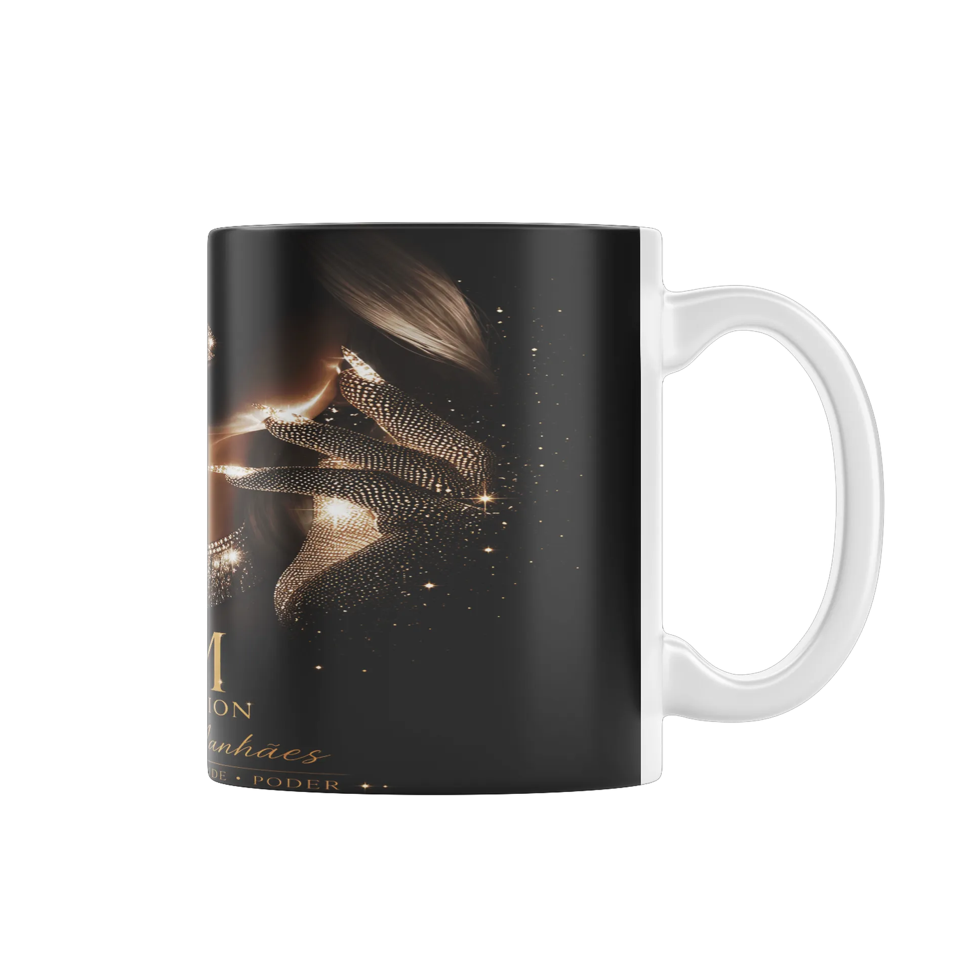 Caneca Porcelana Lux Ouro com Nome LM Collection 325ml - Imagem 1
