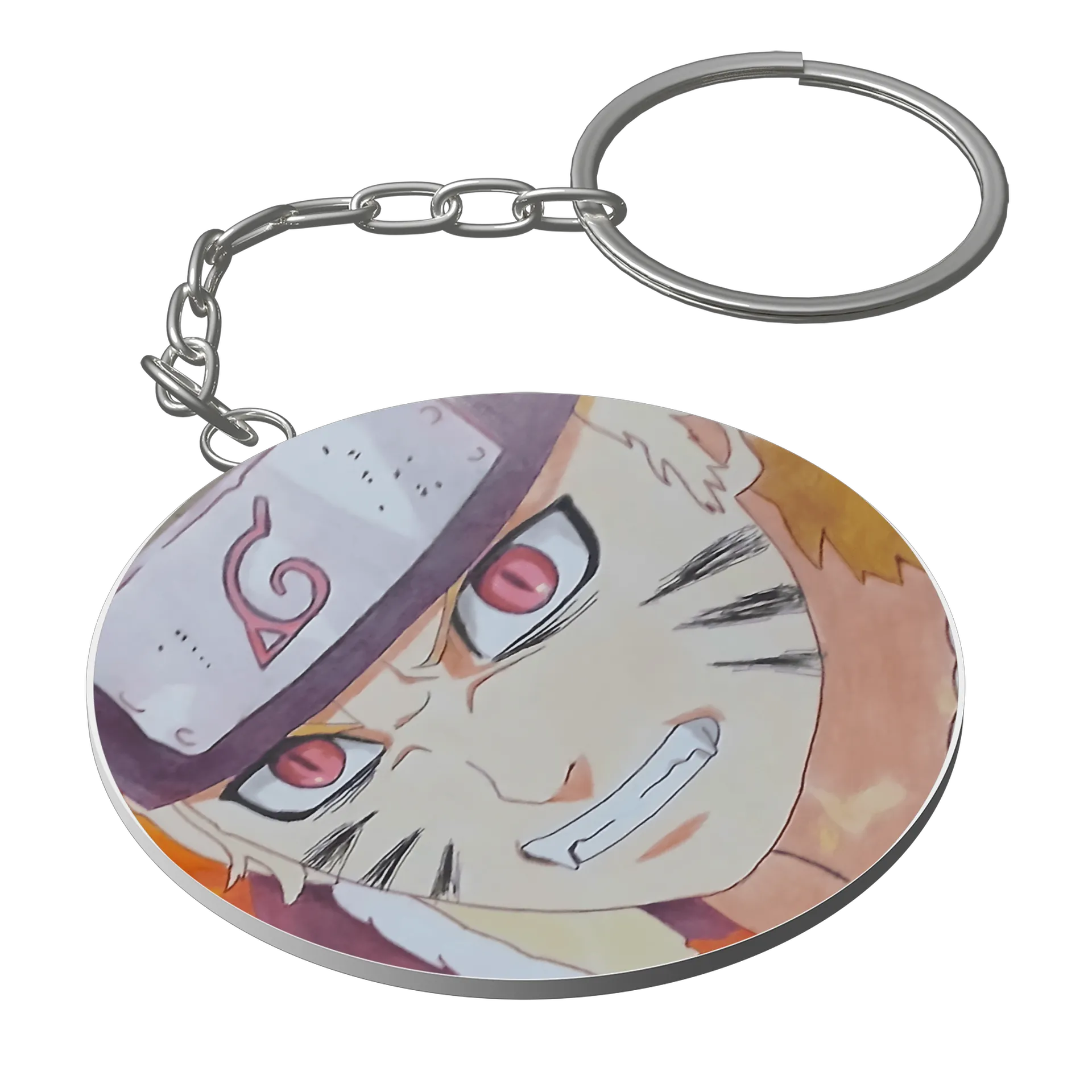 Chaveiro MDF Naruto Anime com Bandana e Olhos Rosados de Geek Art — imagem 1 de 3
