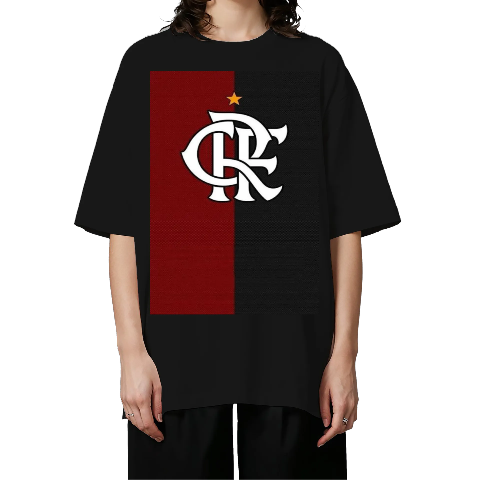 Camiseta Oversized Logo Tipográfico Branco Vermelho e Preto - Imagem 3