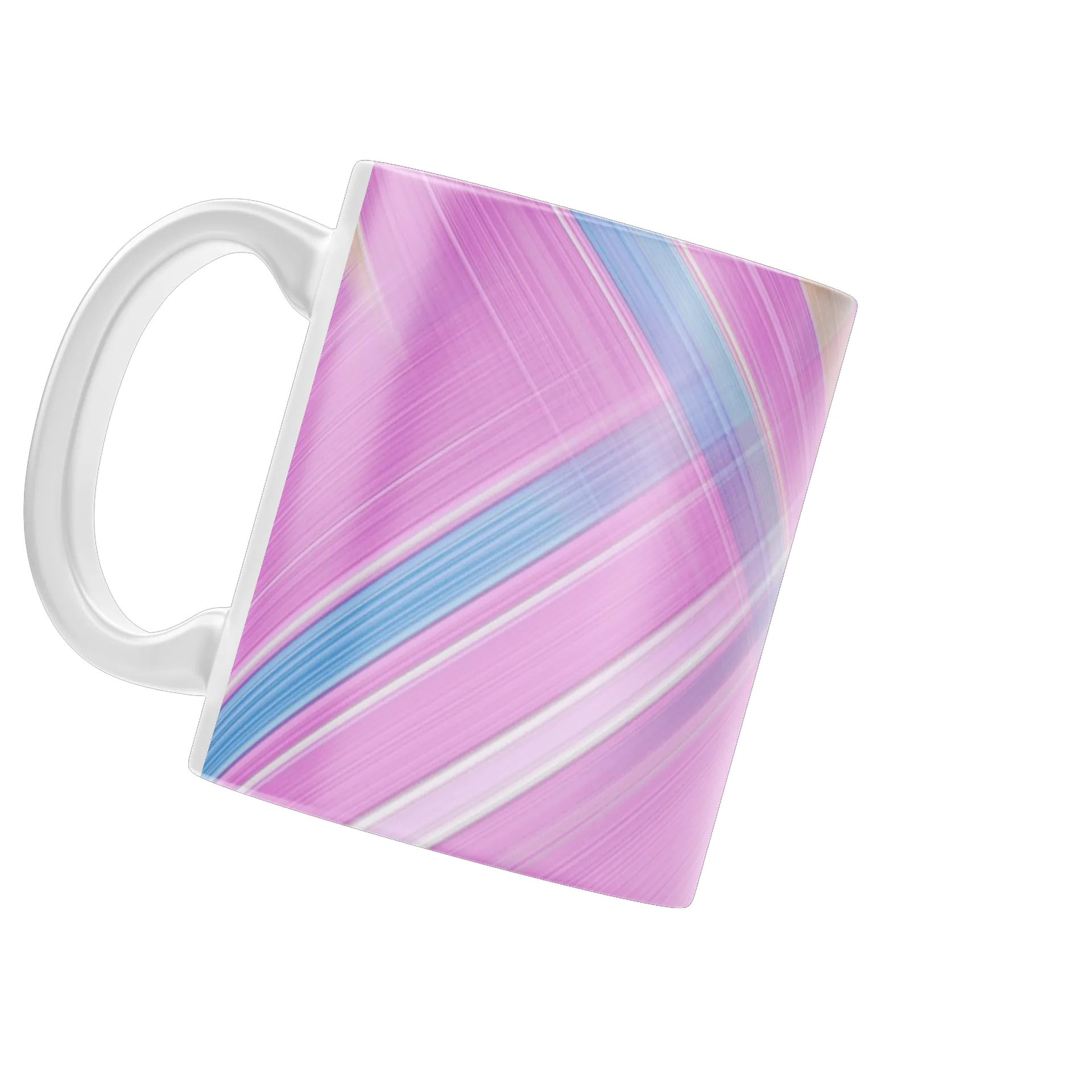 Caneca Porcelana Estampa Colorida Listras Rosa 325ml - Imagem 3