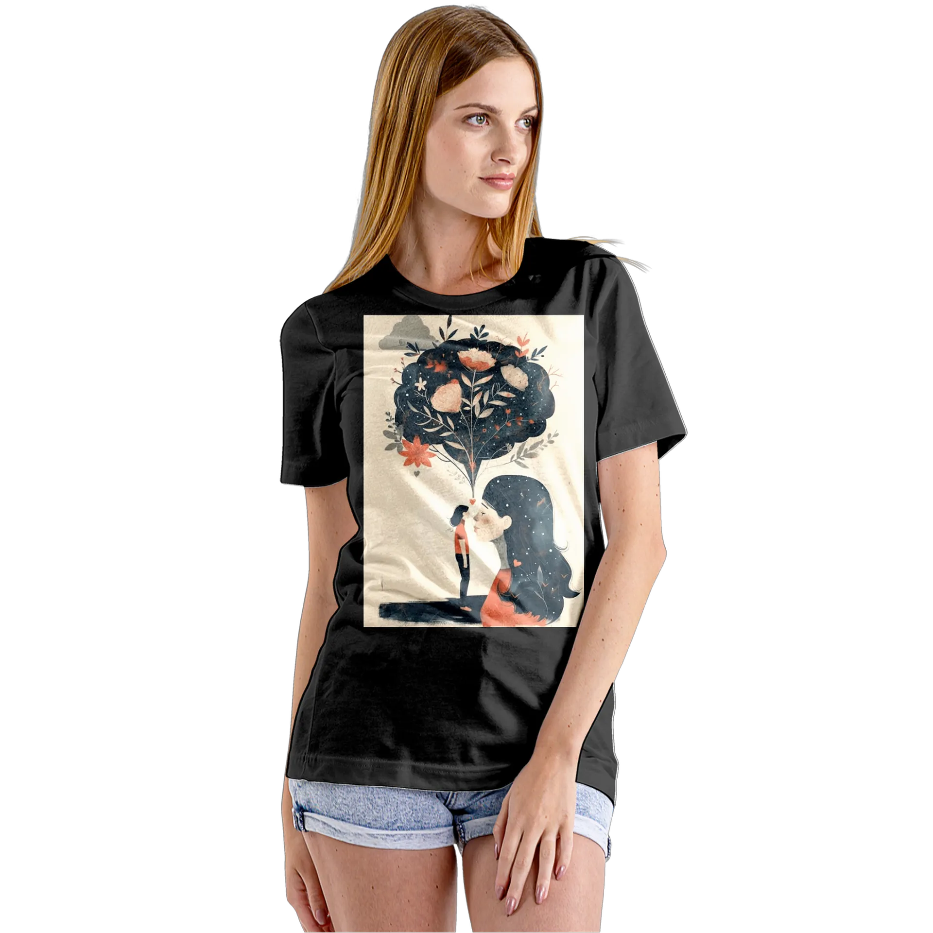Camiseta Babylook Arte Floral com Coração 100% Algodão - Imagem 5
