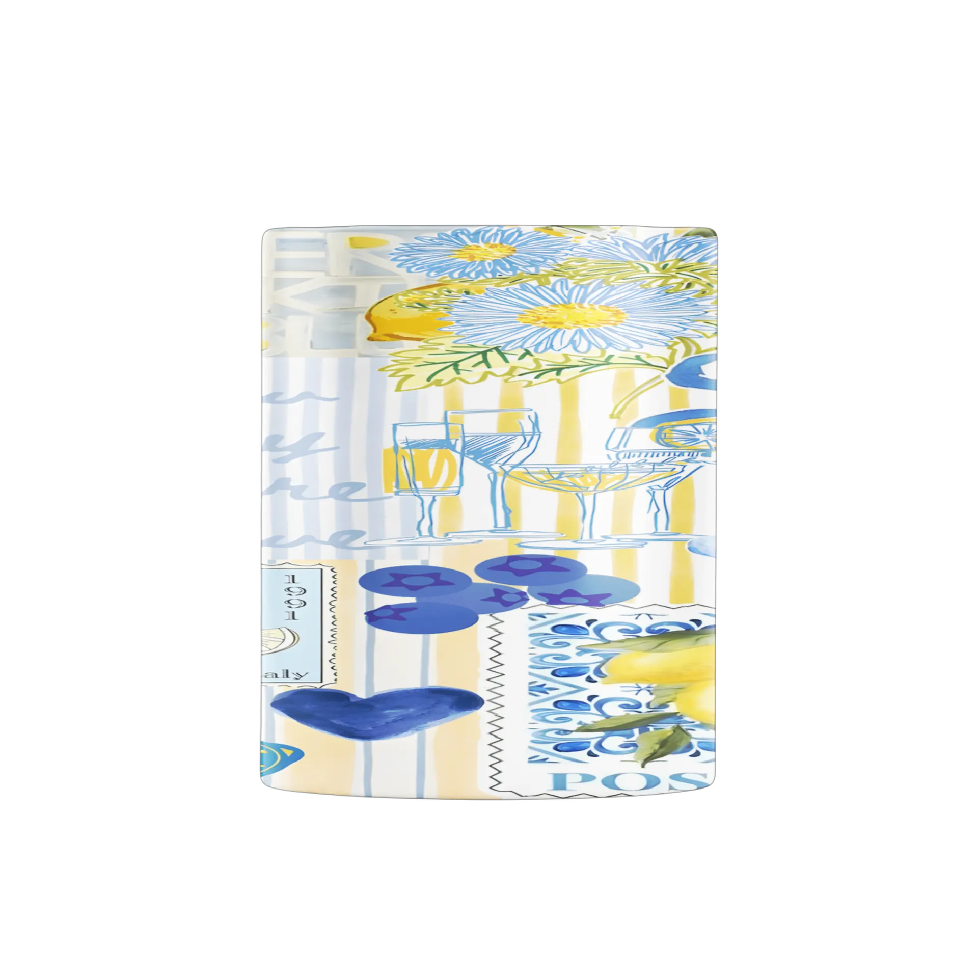 Caneca Estampa Floral Limões Azul e Amarelo 325ml - Imagem 2