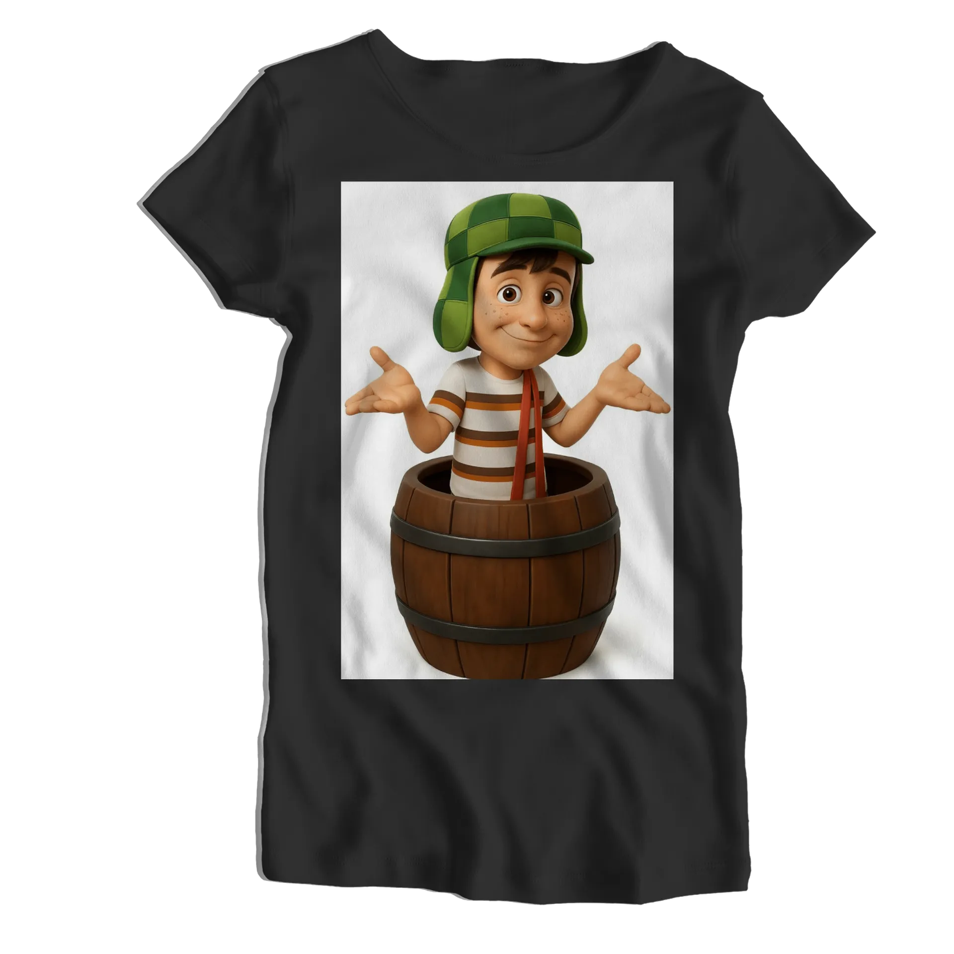 Camiseta Babylook Menino de Chapéu Verde no Barril 100% - Imagem 1