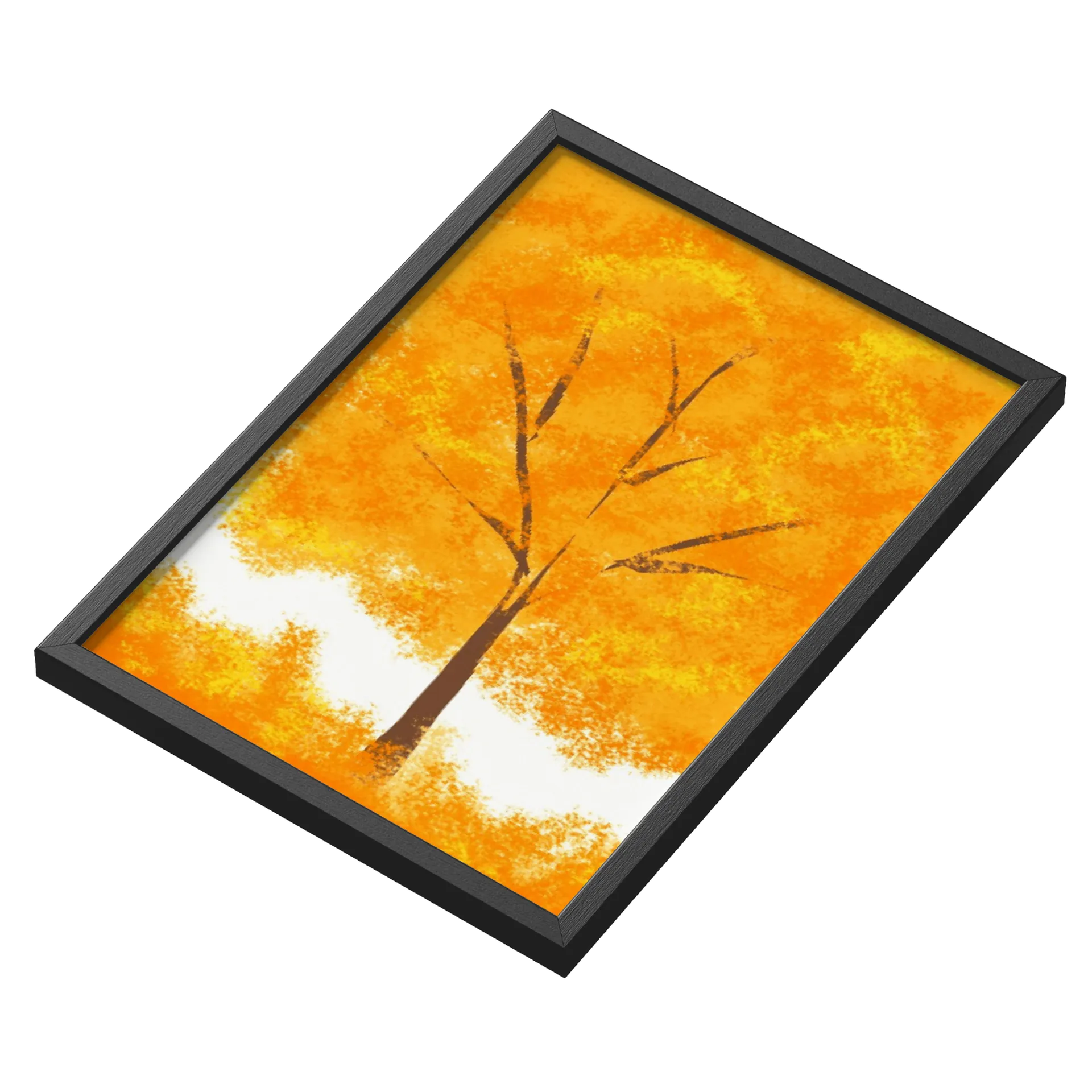Quadro Árvore Silhueta Outonal Tons de Laranja A3 com Vidro - Imagem 3
