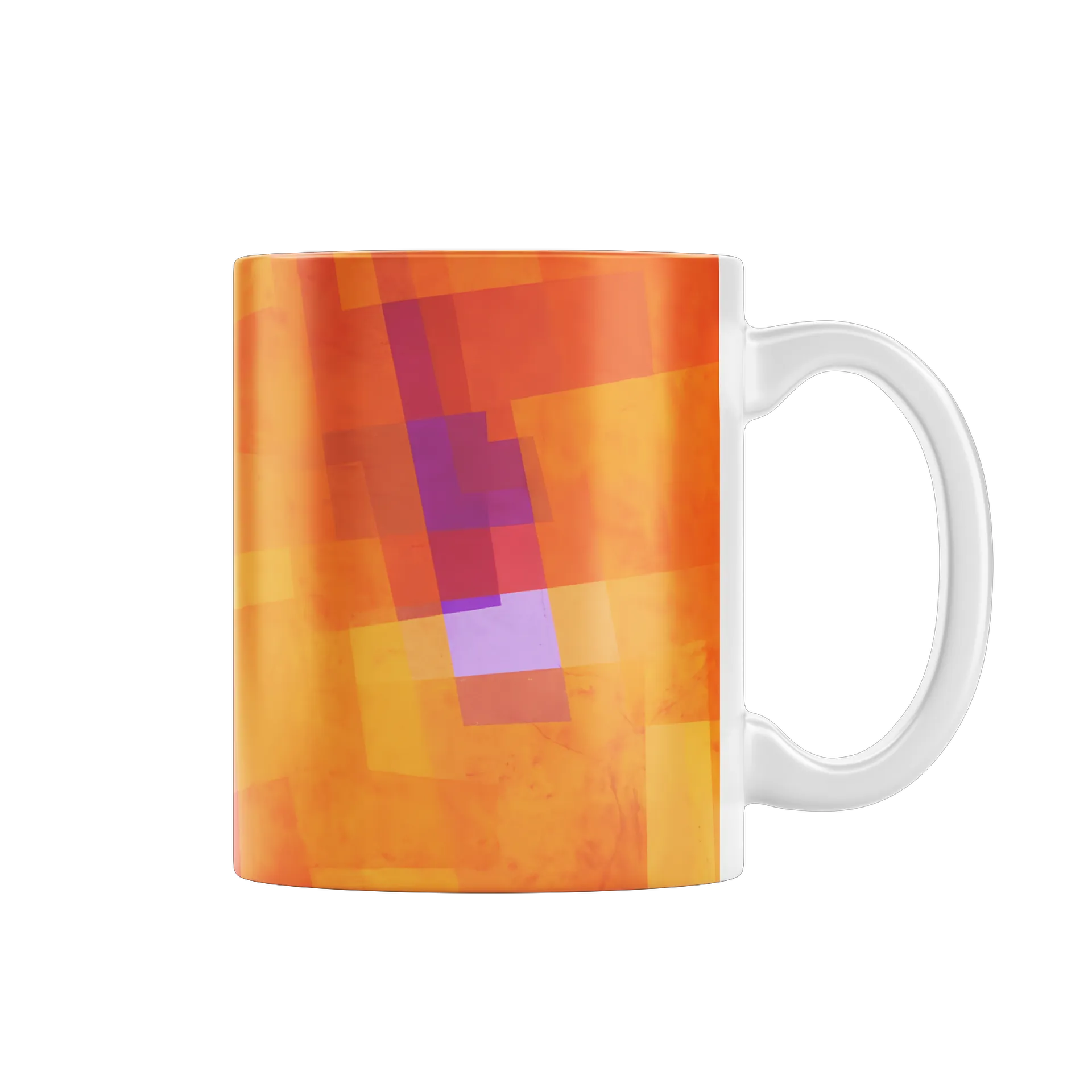 Caneca Porcelana Arte Abstrata Laranja Roxo 325ml - Imagem 1