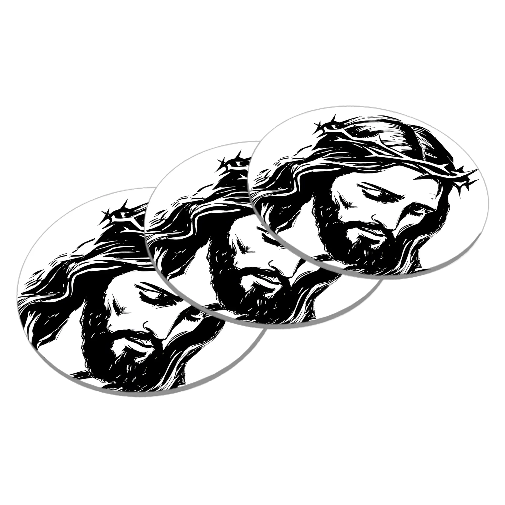 Porta-copo Jesus Cristo Crowned Print MDF - Imagem 2